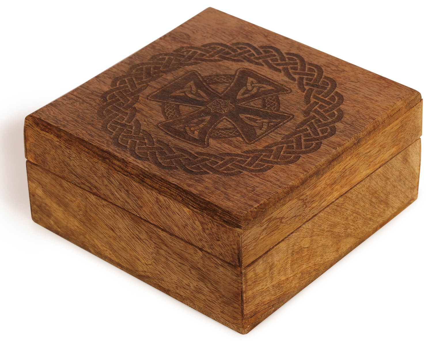 Artistry Bazaar 6" L X 6" W X 2.5" H Cross Design jewelry Box Celtic cross keepsake , gift for friend, housewarming gift for mum, dad, spiritual gift, wooden box, handmade jewelry box, gift for her, mango wood, ring for women and girls
