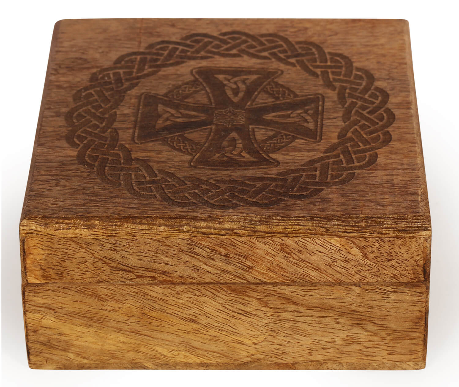 Artistry Bazaar 6" L X 6" W X 2.5" H Cross Design jewelry Box Celtic cross keepsake , gift for friend, housewarming gift for mum, dad, spiritual gift, wooden box, handmade jewelry box, gift for her, mango wood, ring for women and girls