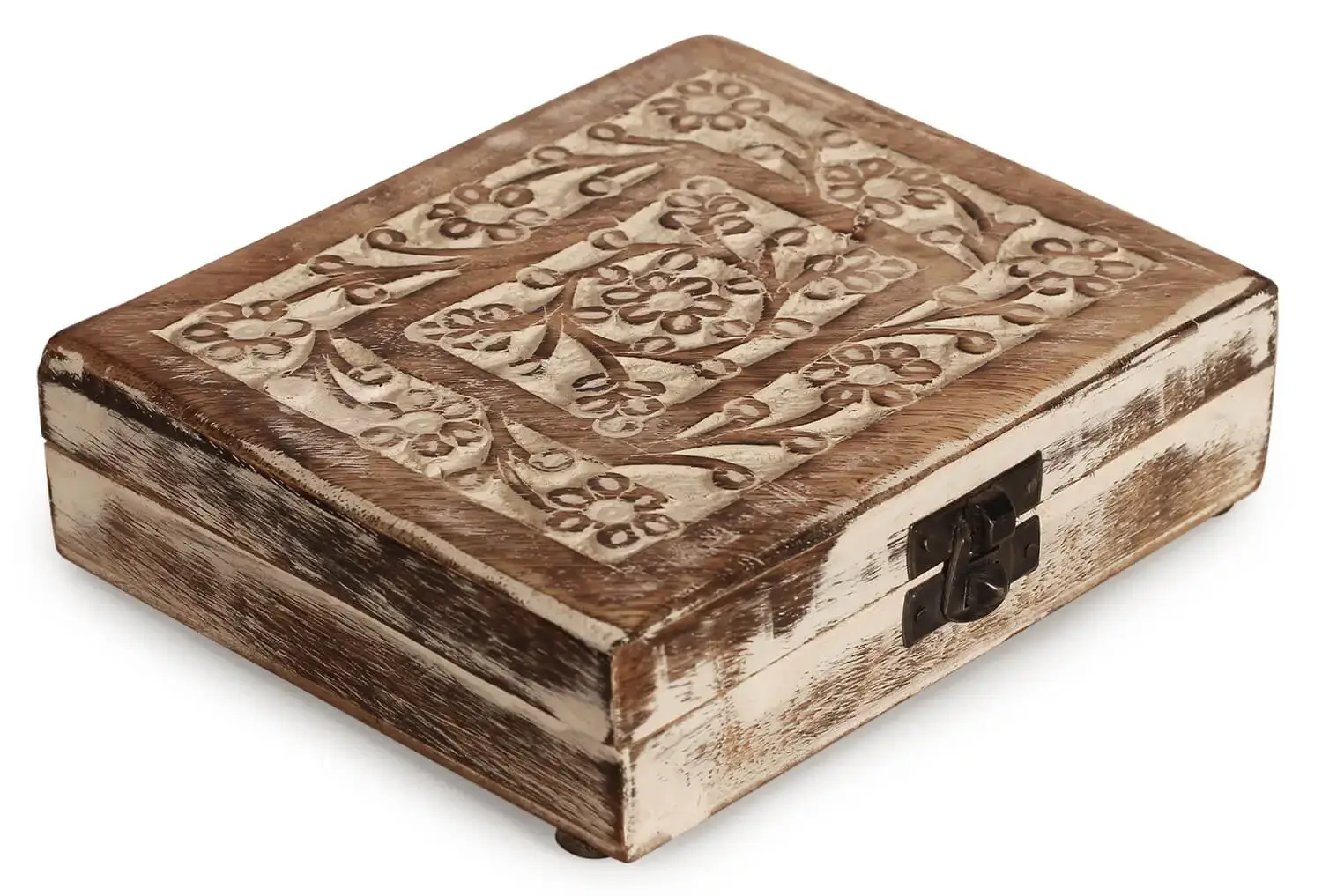 Artistry Bazaar 6" L x 5" W X 1.8" H Antique Handmade Wooden Engraving Hand Carved jewelry Box for girls-Women-Men Jewel | Home Decor Accents | Decorative Boxes | Storage & Organiser