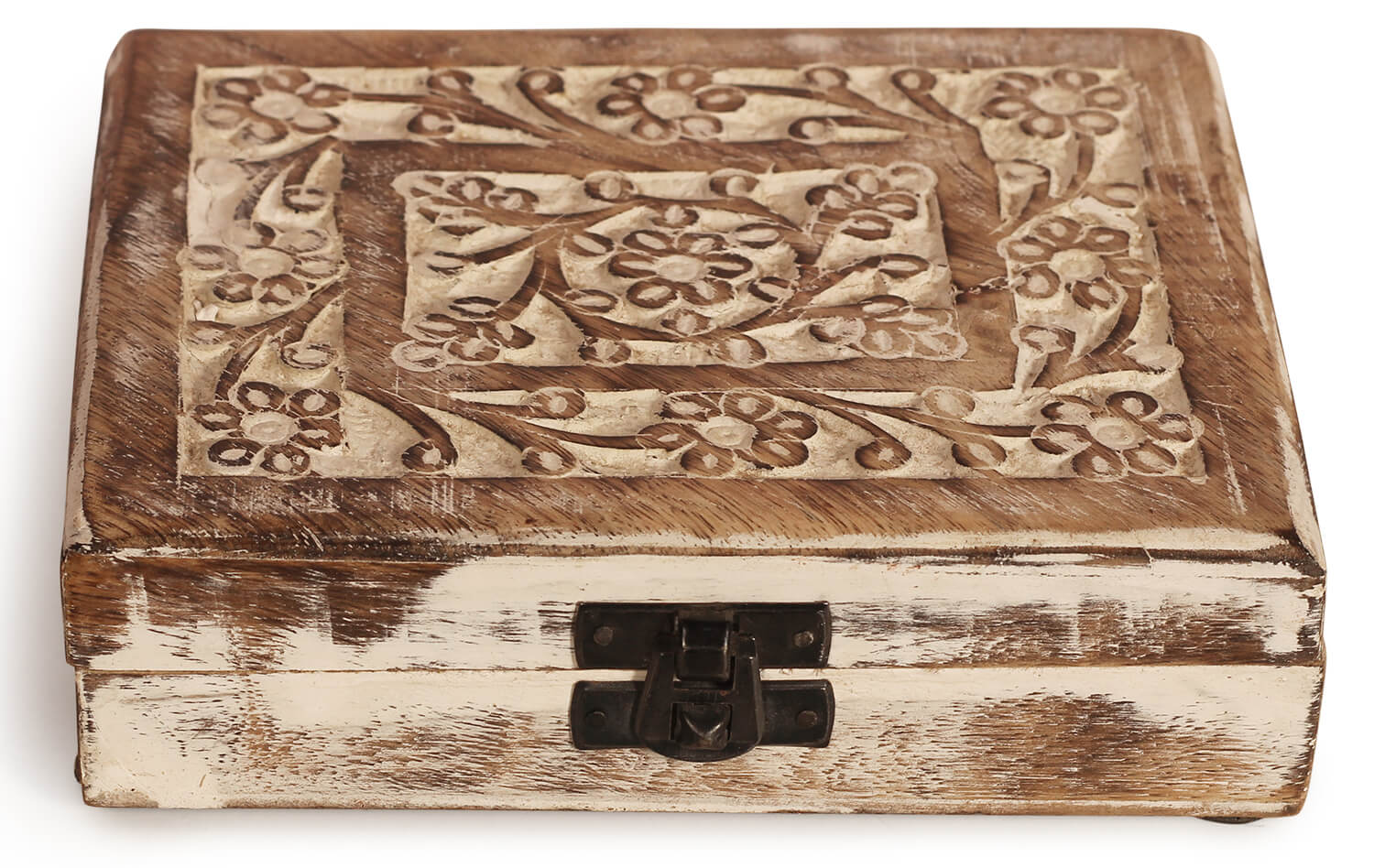 Artistry Bazaar 6" L x 5" W X 1.8" H Antique Handmade Wooden Engraving Hand Carved jewelry Box for girls-Women-Men Jewel | Home Decor Accents | Decorative Boxes | Storage & Organiser