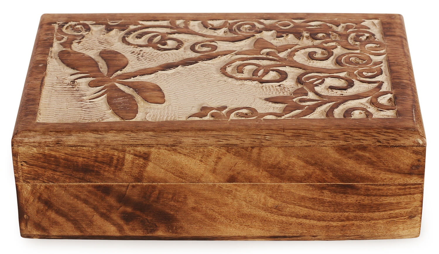 Artistry Bazaar 8"L X 5"W X 2.5" H Honey Bee carving jewelry Box handcrafted, handmade engraved box, wooden gift, handmade jewelry box, gift for her, mango wood, ring for women and girls