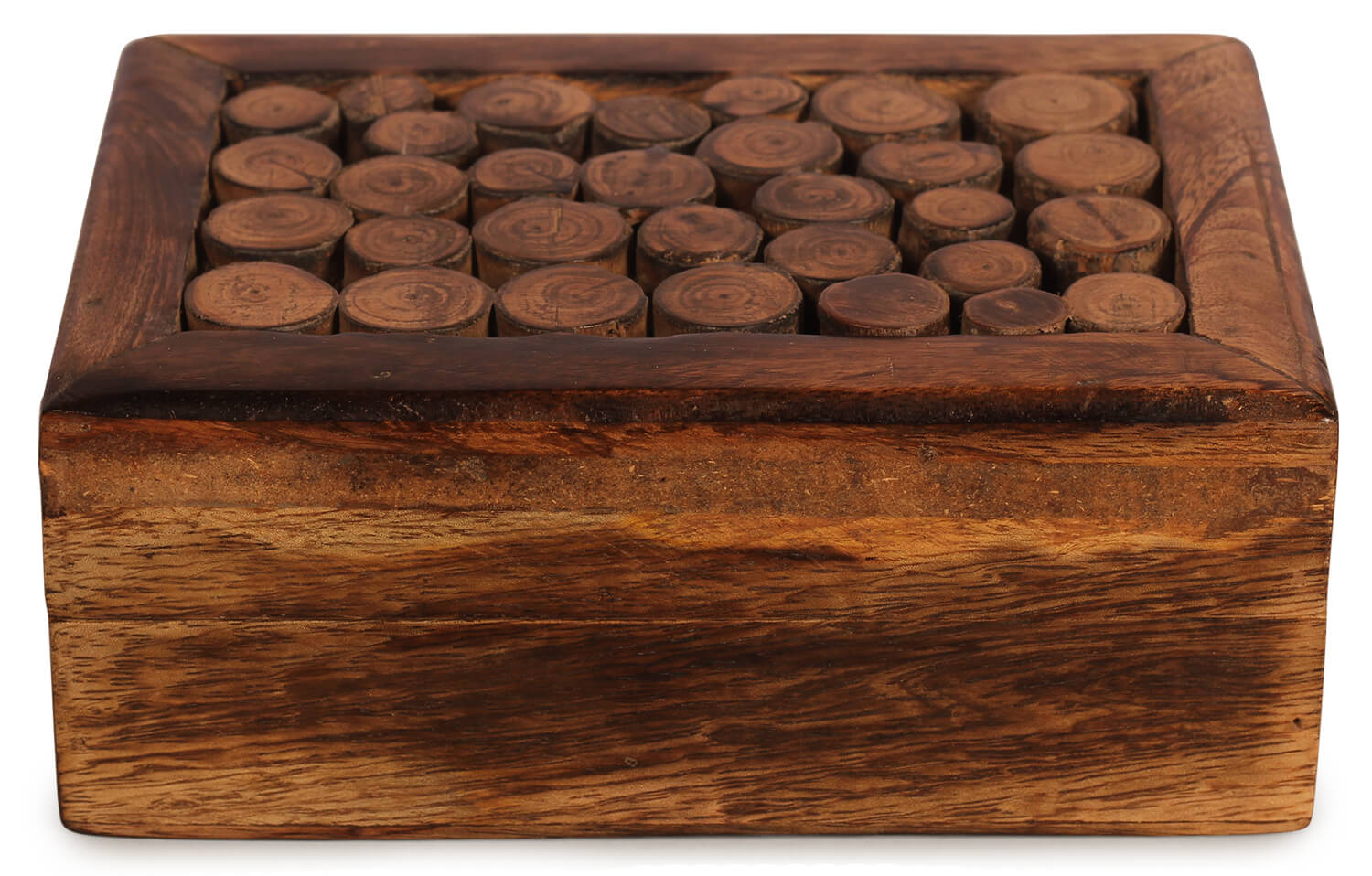Artistry Bazaar 7"L X 5" W X 2.8" H wood log jewelry box Artisans Crafted Premium Mango wood Decorative Hand Carved with Precision handmade jewelry box, gift for her, ring for women and girls | Memorial Wooden Urns for Loved Ones 