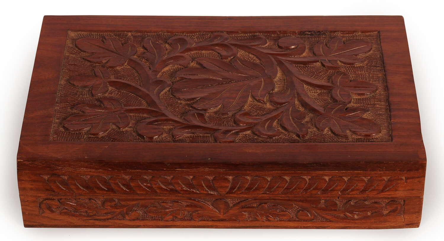 Artistry Bazaar 13.5" L X 8.5" W X 3" H flower carving jewelry box  Artisans Crafted Premium sheesham wood Decorative Hand Carved with Precision handmade jewelry box, gift for her, ring for women and girls | Memorial Wooden Urns for Loved Ones 