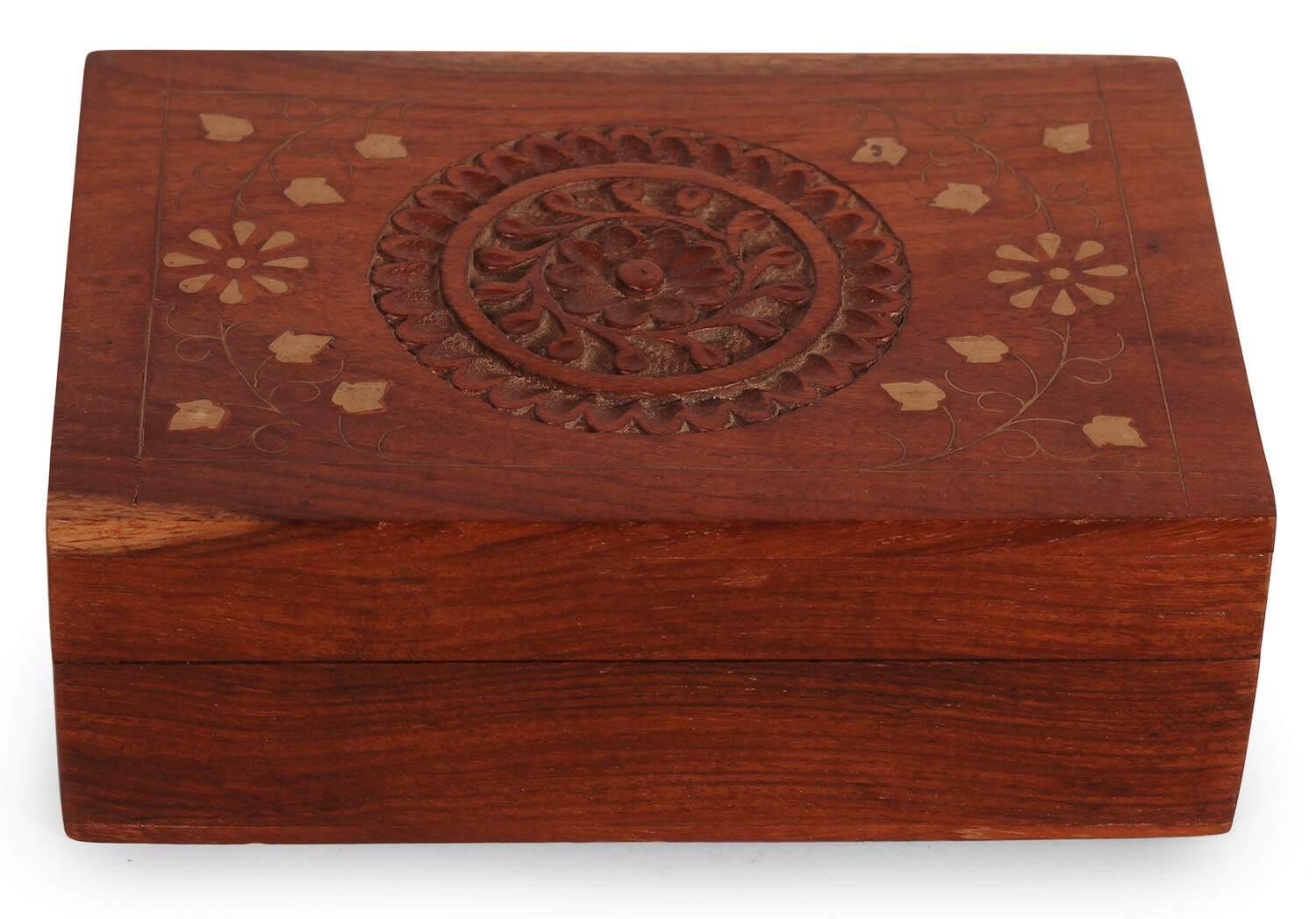 Artistry Bazaar 6.5" L X 4.5" W X 2.5" L Brass inlay jewelry box  Artisans Crafted Premium sheesham wood Decorative Hand Carved with Precision handmade jewelry box, gift for her, ring for women and girls | Memorial Wooden Urns for Loved Ones 