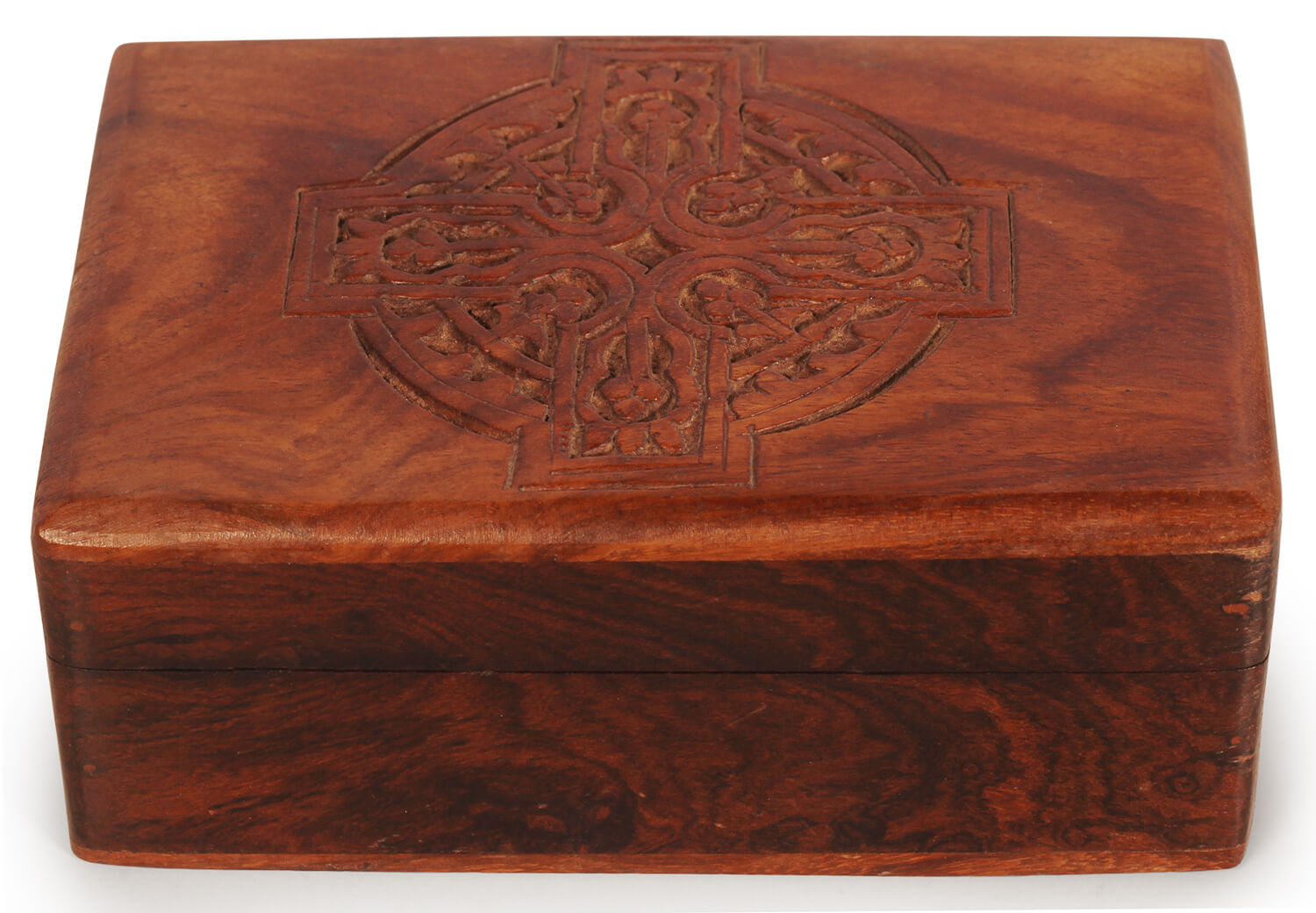 Artistry Bazaar 6" L X 4" W X 2.5" H Cross Design jewelry Box  Artisans Crafted Premium sheesham wood Decorative Hand Carved with Precision handmade jewelry box, gift for her, ring for women and girls | Memorial Wooden Urns for Loved Ones 