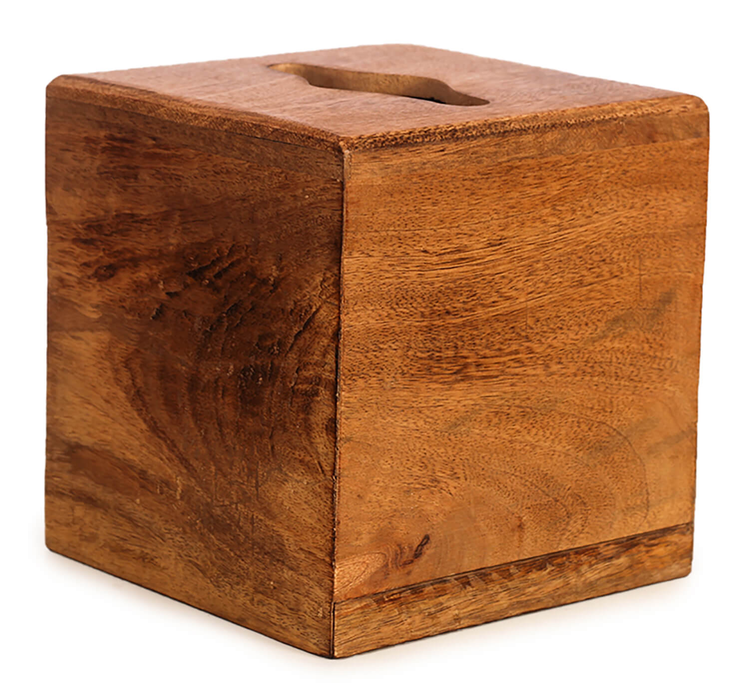 ArtistryBazaar 6.6"HX 6"W handcrafted Wooden Brown Square-Shaped Tissue Plain Box Holder for the dining table