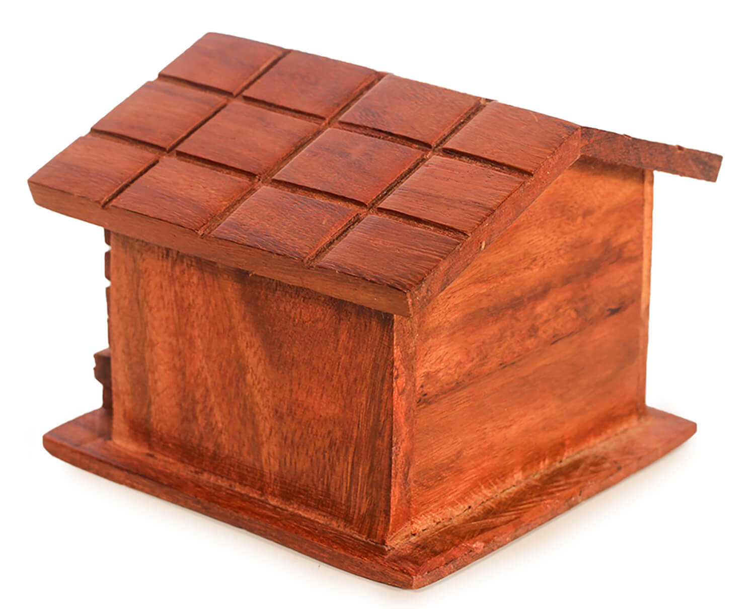 ArtistryBazaar 4"W X 3.5"H handcrafted wooden hut square box  brown six set coasters with  for glasses tea cup  dining office table