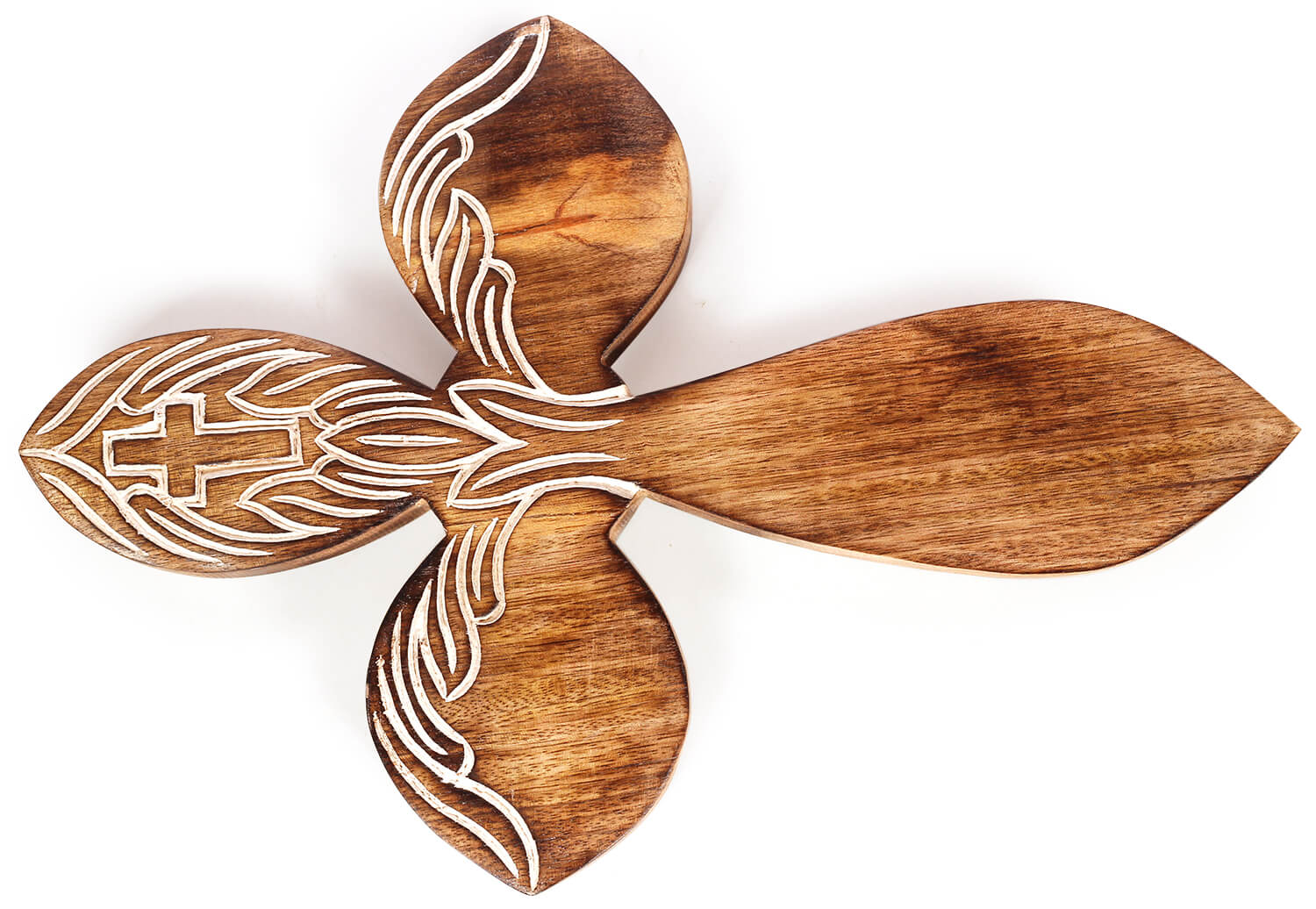 ArtistryBazaar 14"Hx0.8"W wooden handmade holy   Crucifix  cross white colorwings on top home office spiritual church décor