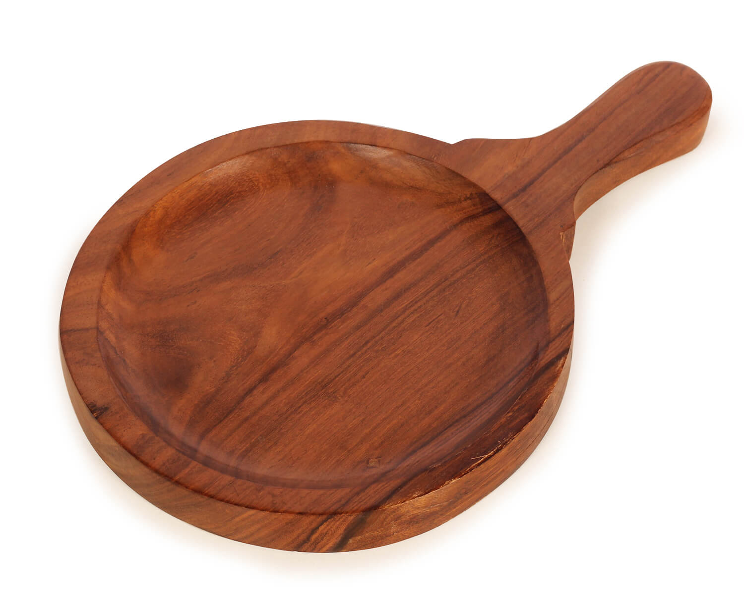 ArtistryBazaar 1"H X 7.5"W  handcrafted wooden pizza  platter pan serving tray with handle for kitchen resturant  