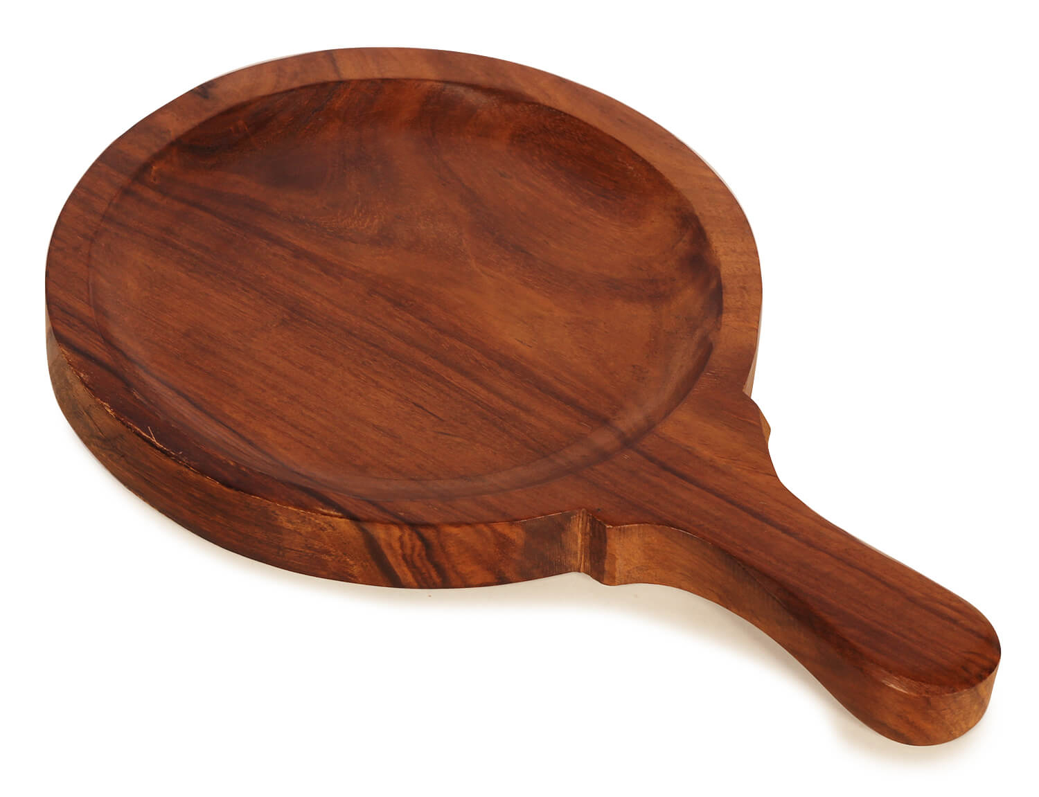ArtistryBazaar 1"H X 7.5"W  handcrafted wooden pizza  platter pan serving tray with handle for kitchen resturant  