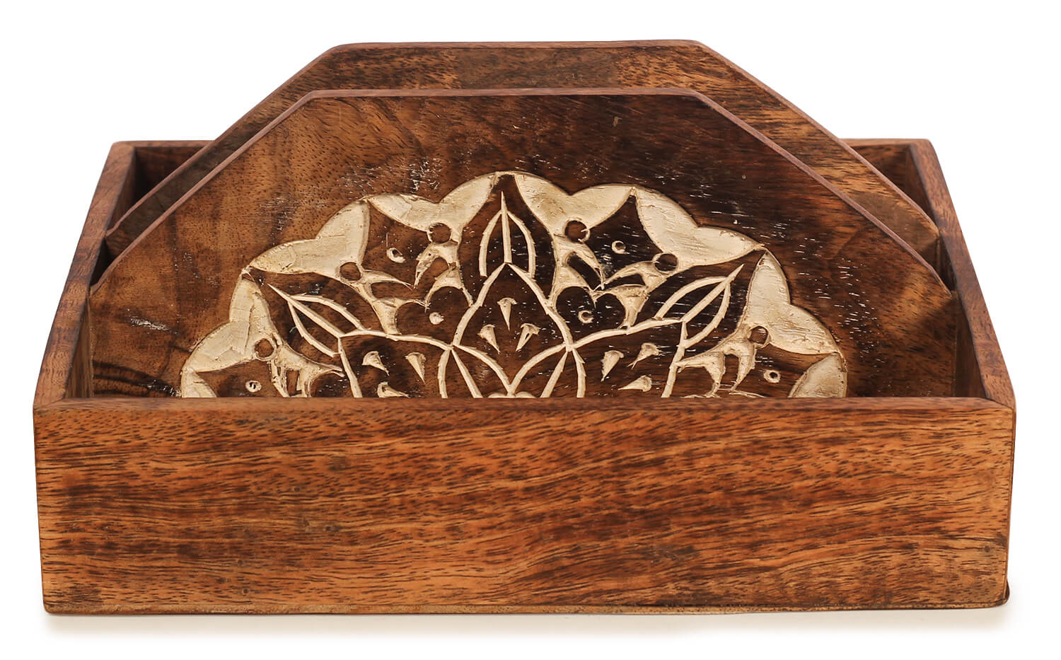 ArtistryBazaar  9"Hx2"W handcrafted wooden square flower inlay design  tissue box holder for home kitchen office  resturant 