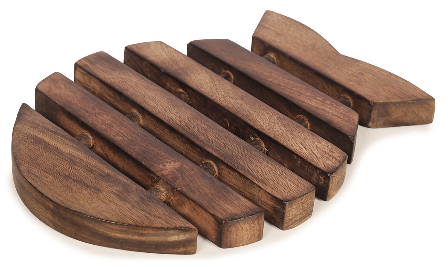 ArtistryBazaar 1"Hx7.8"W  handcrafted woodenfish shape carved trivet for  hot pots pans and serving dishes 