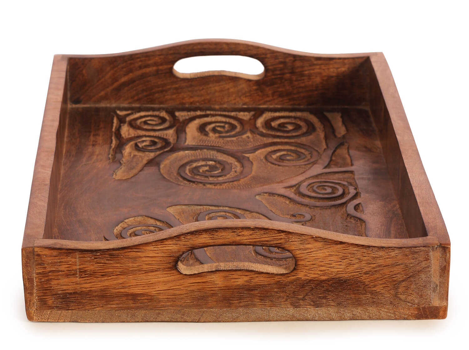 ArtistryBazaar 2"HX8"W handmade wooden elegant tray with  beautiful inside design fruit food drinks serving tray for dining home office resturant table