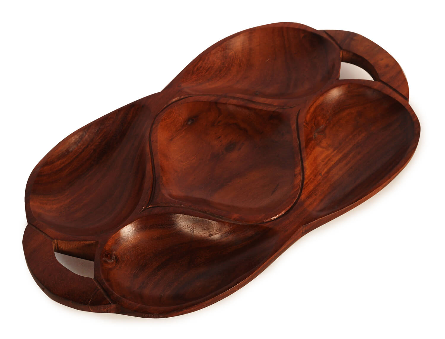 ArtistryBzaar 1"Hx 6"W handmade wooden stylish heart shape 5 slots tray to serve dry fruits snacks for home office dining table 