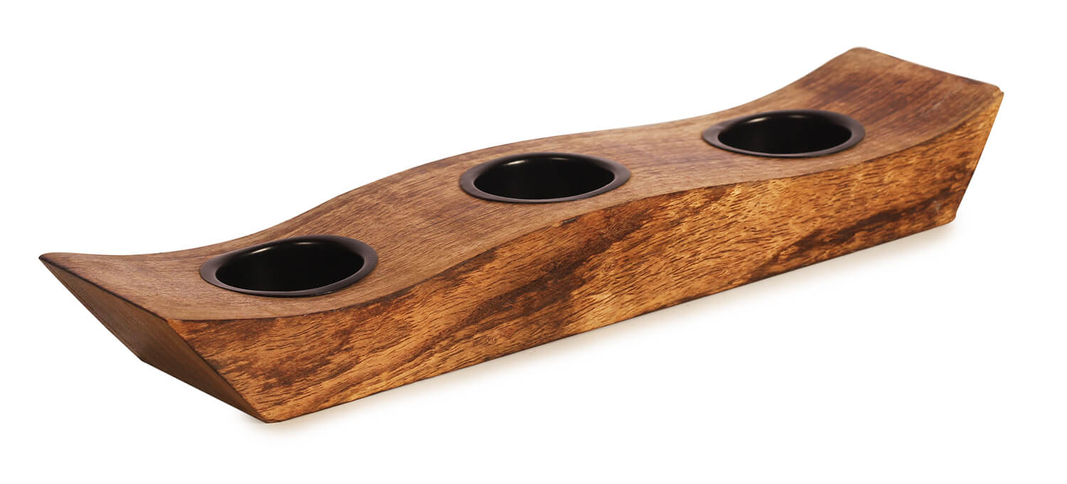 ArtistryBazaar 1.6"Hx3"W handmade wooden  tealight candle holder stand for occassions home office hotel décor