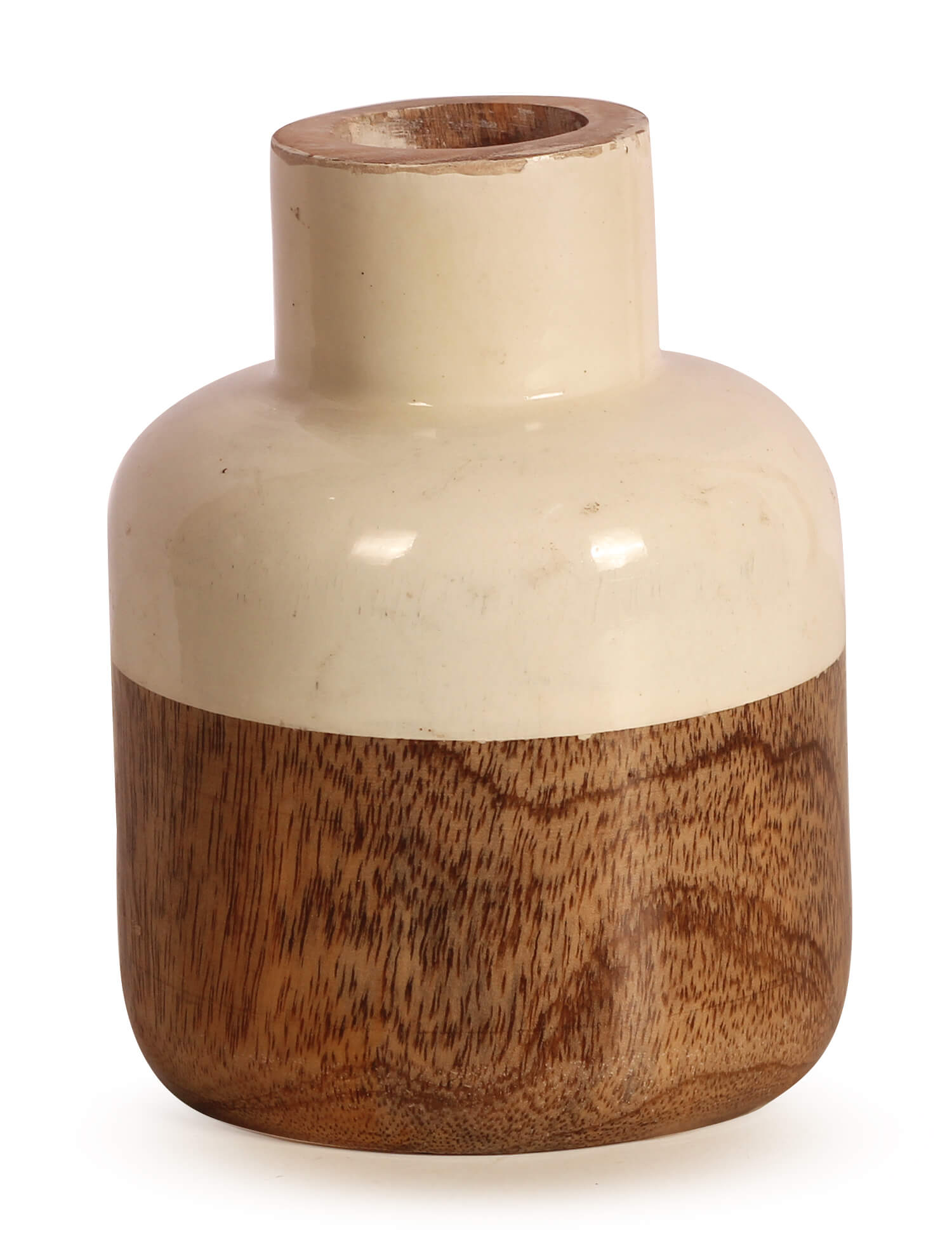ArtistryBazaar 3.5"WX5"H handmade ceramic white brown flower vase for home office décor