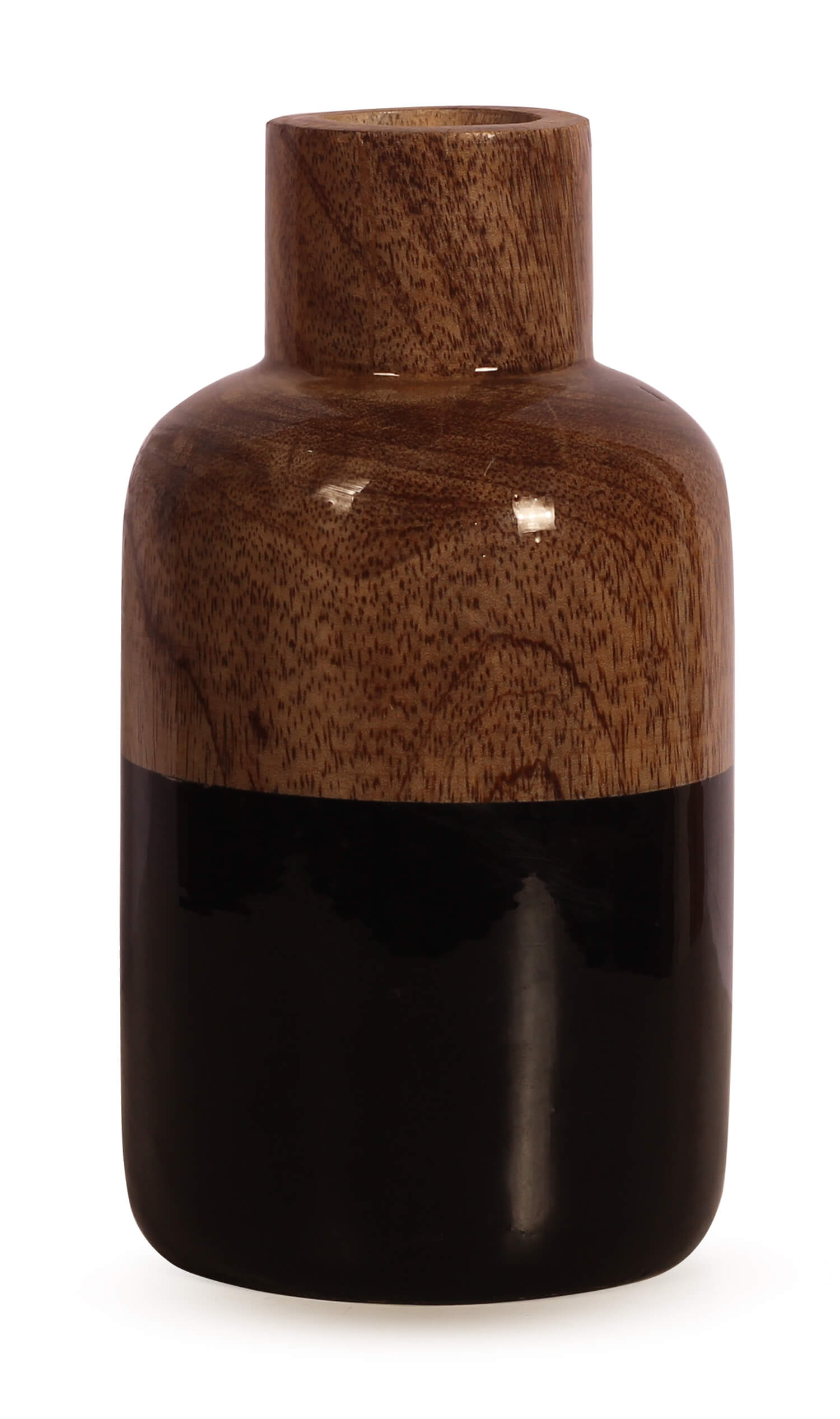 ArtistryBazaar 3.5"WX7"H handmade ceramic black brown flower vase for home office décor