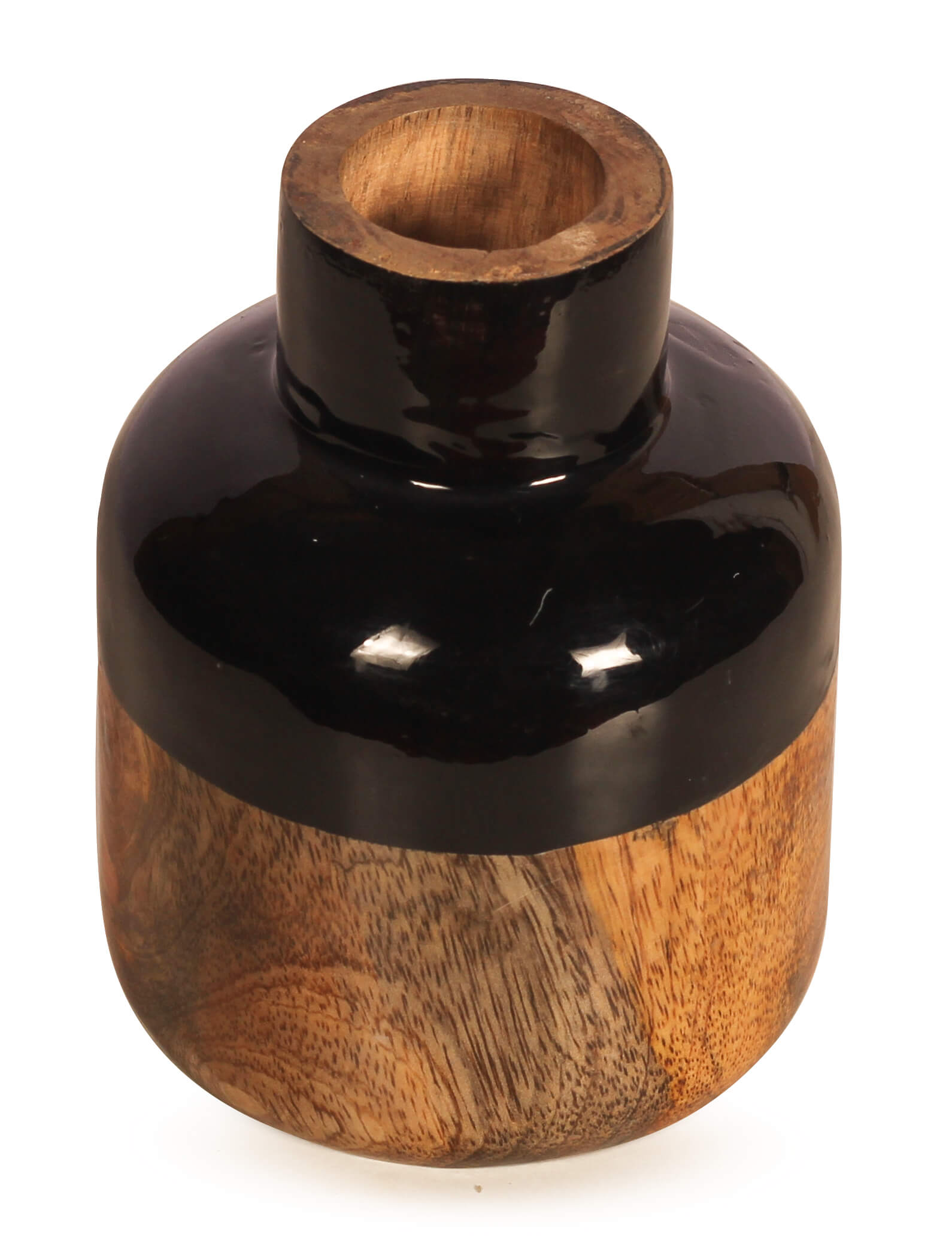ArtistryBazaar 3.5"WX7"H handmade ceramic small  black brown flower vase for home office décor