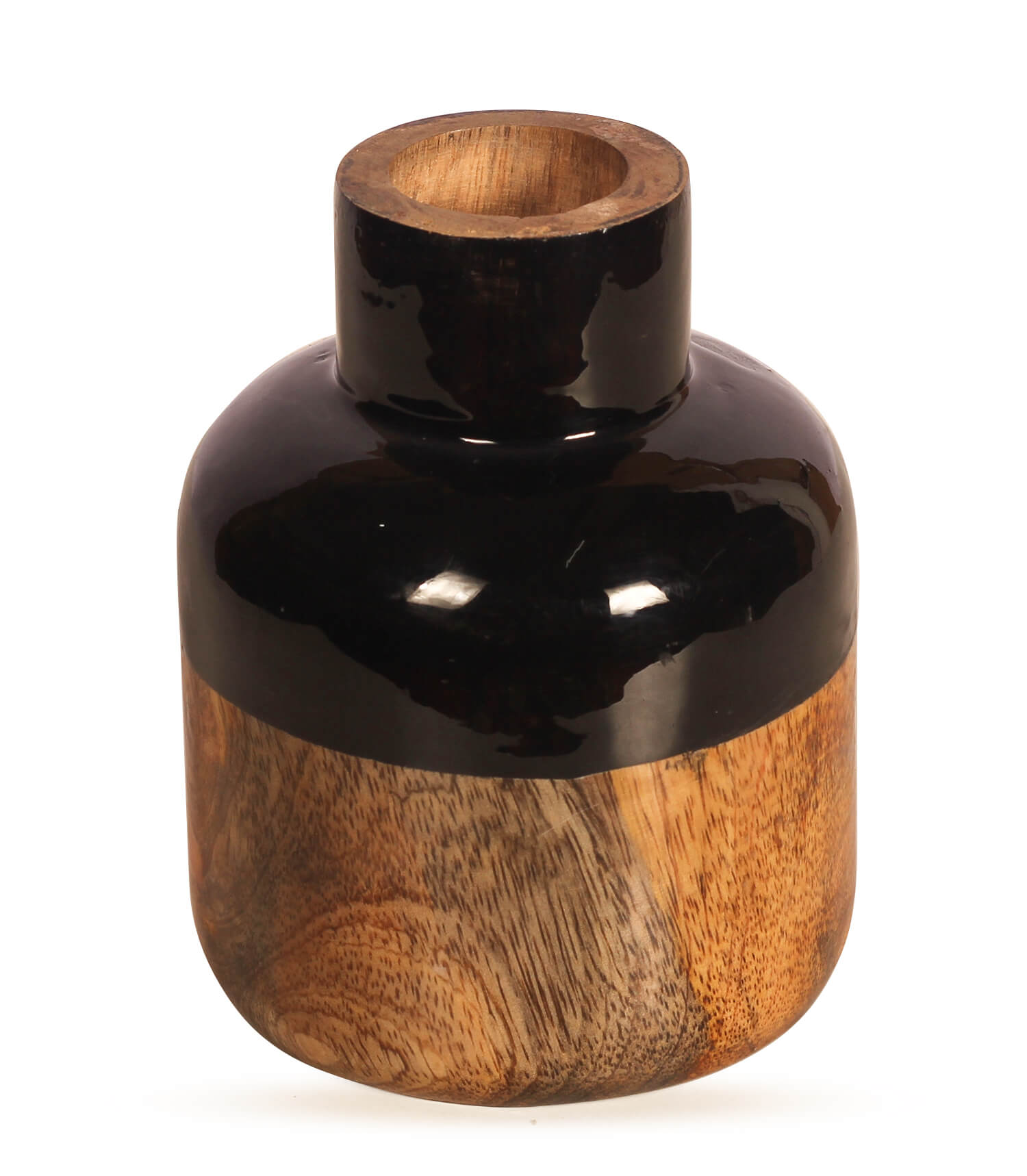 ArtistryBazaar 3.5"WX7"H handmade ceramic small  black brown flower vase for home office décor