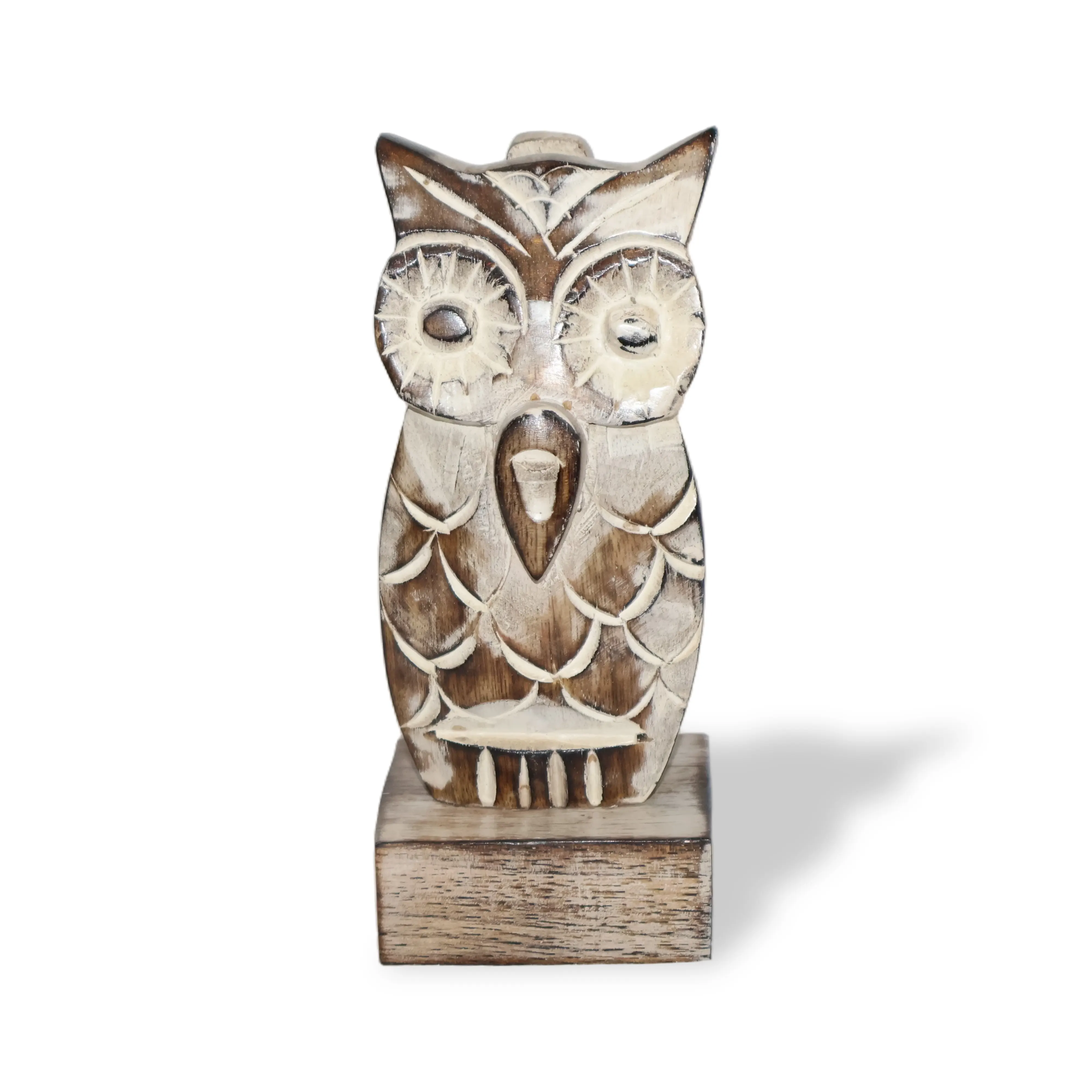 ArtistryBazaar 2.4"L x 2.4"W x 5.5"H inch handmade owl-shaped spectacle holder with a stable base, carved out of premium quality wood, home & office decor.