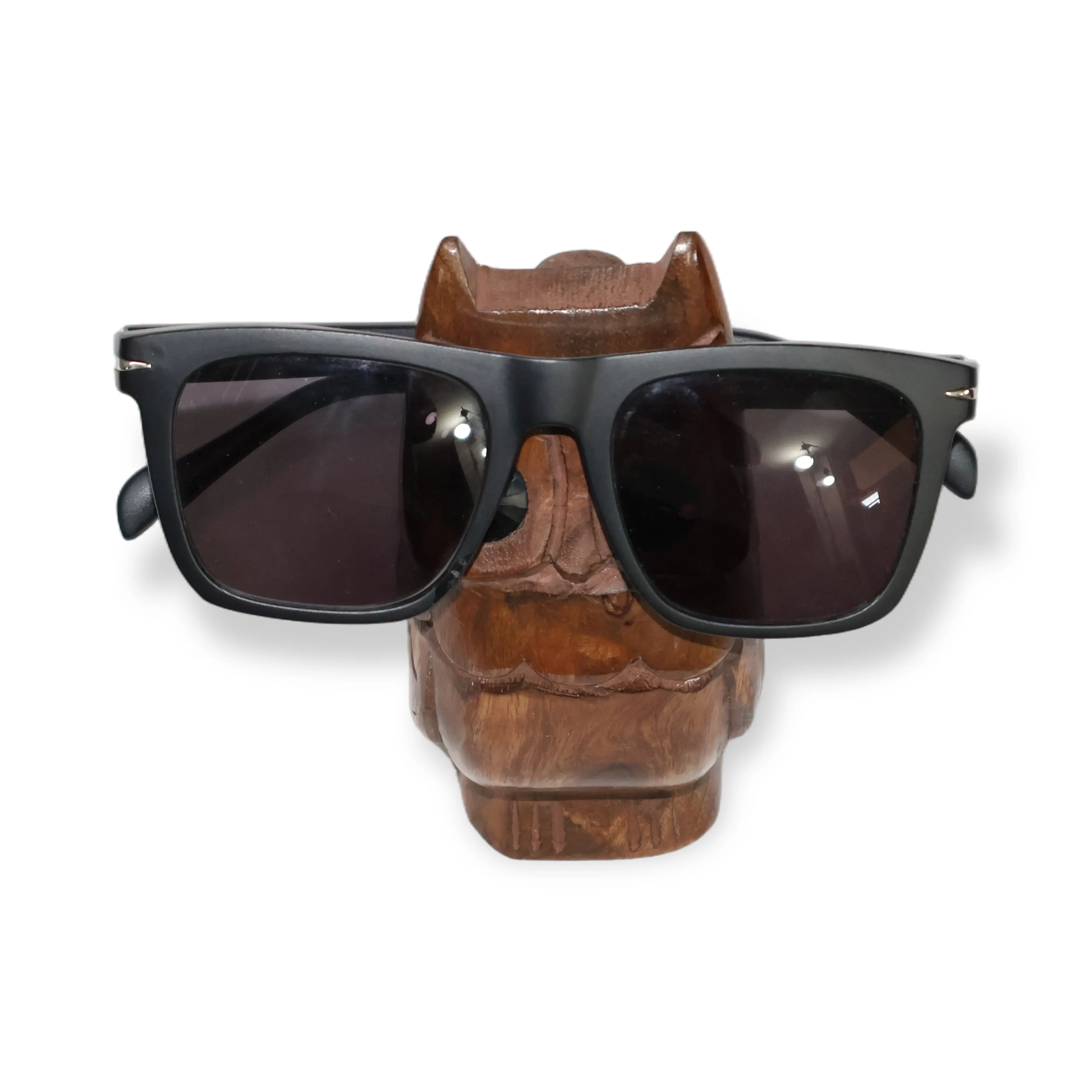ArtistryBazaar 2.4"L x 2.4"W x 5"H inch handmade wooden owl-like spectacle holder, glasses stand with unique owl design in natural brown color, practical and decorative.