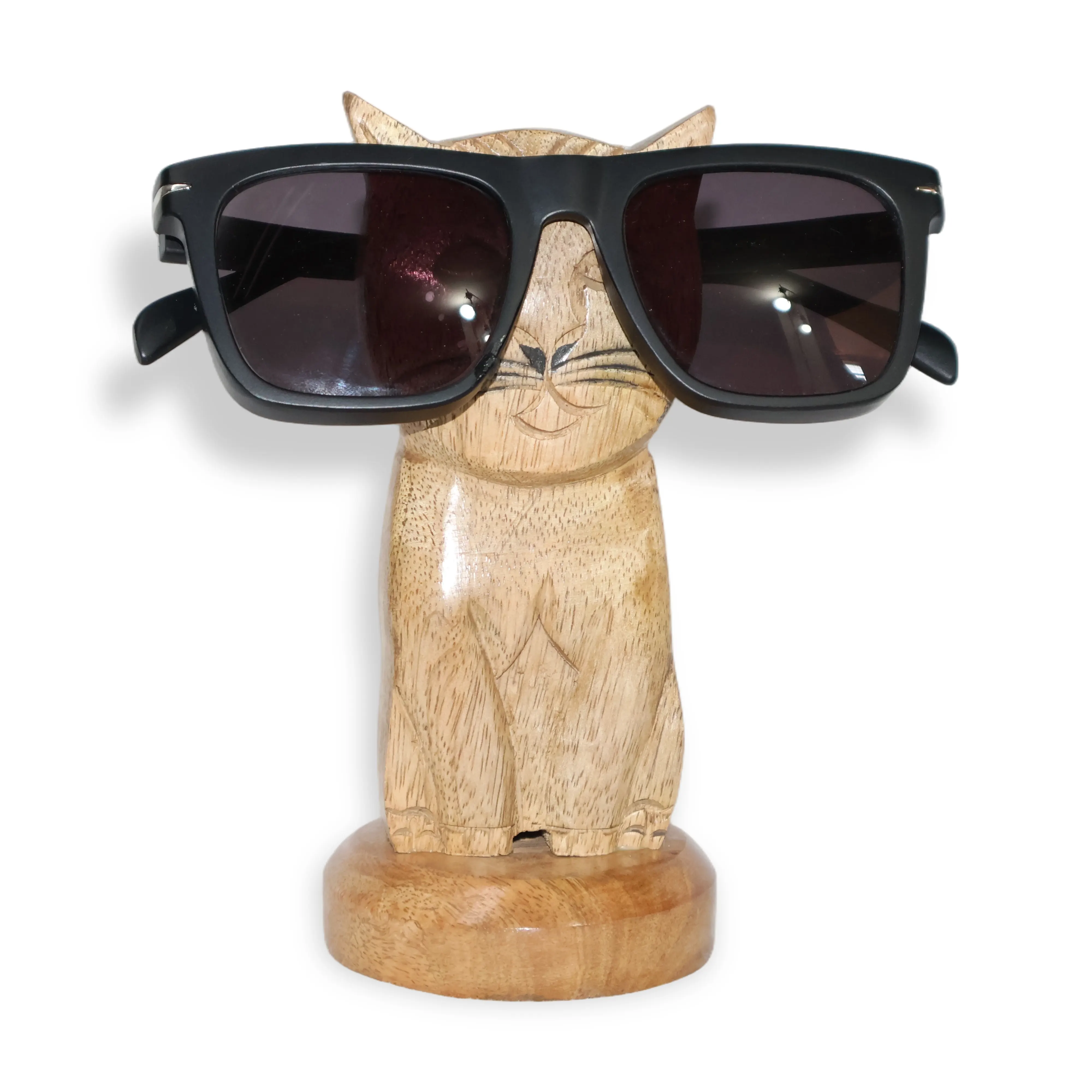 ArtistryBazaar 3"L x 3"W x 6"H inch handmade wooden cat-shaped spectacle holder, compact in size, frolicsome and decorative item for homes & offices, or as a lovely present for someone.
