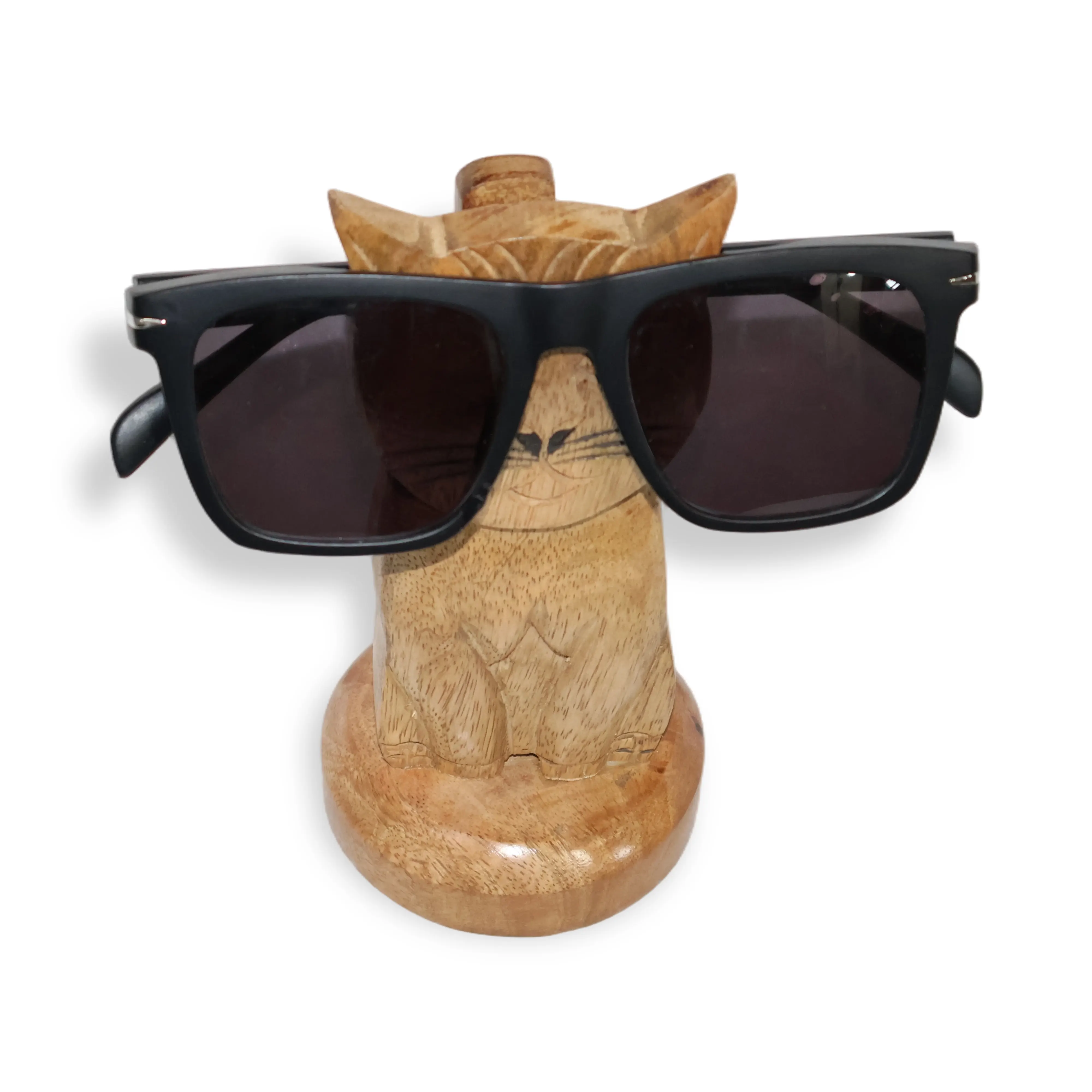 ArtistryBazaar 3"L x 3"W x 6"H inch handmade wooden cat-shaped spectacle holder, compact in size, frolicsome and decorative item for homes & offices, or as a lovely present for someone.
