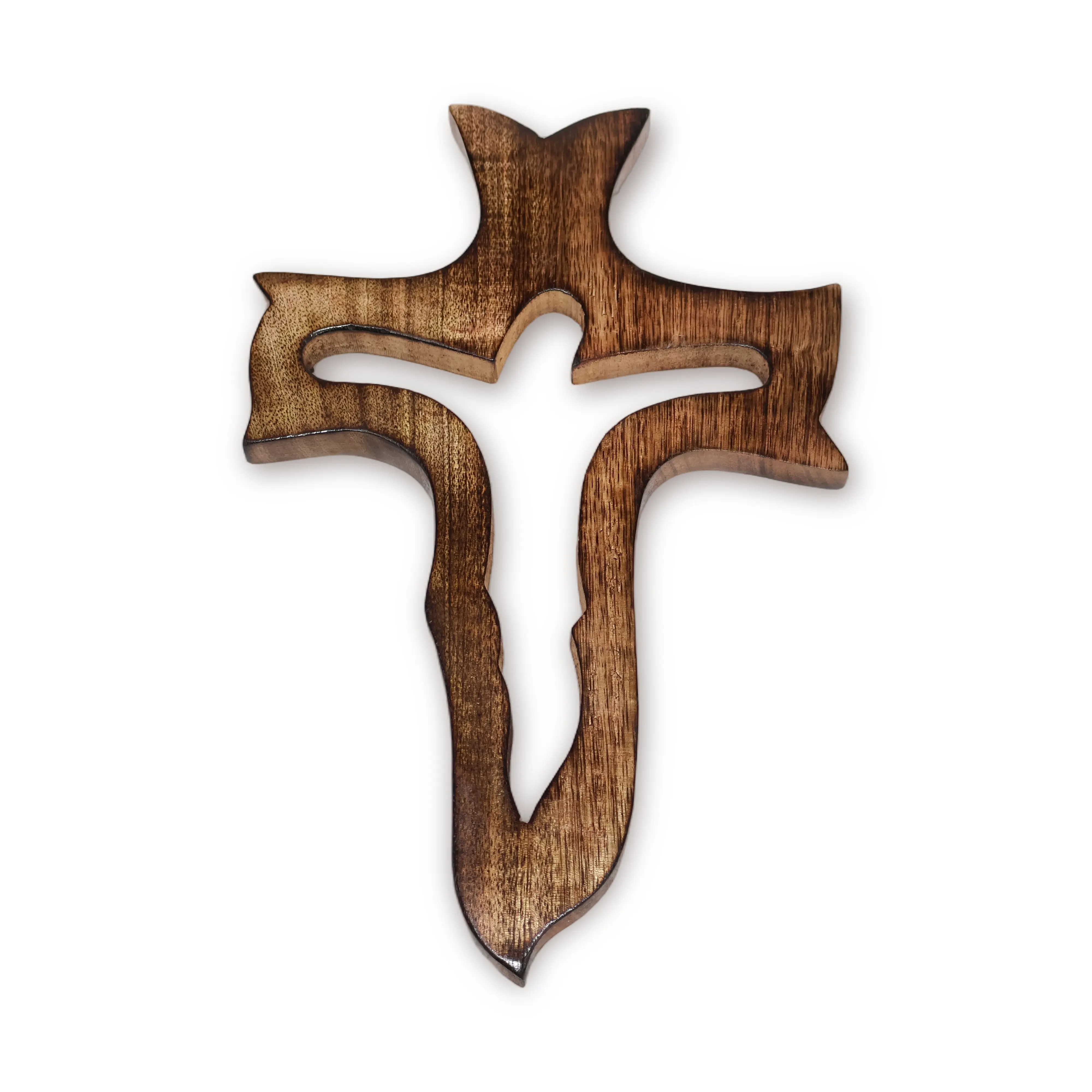 ArtistryBazaar 7.5"L x 0.8"W x 11.5"H inch handmade wooden Jesus Christ wall cross, smooth edges, modern design, lightweight brown decor for home, office, & prayer room. 