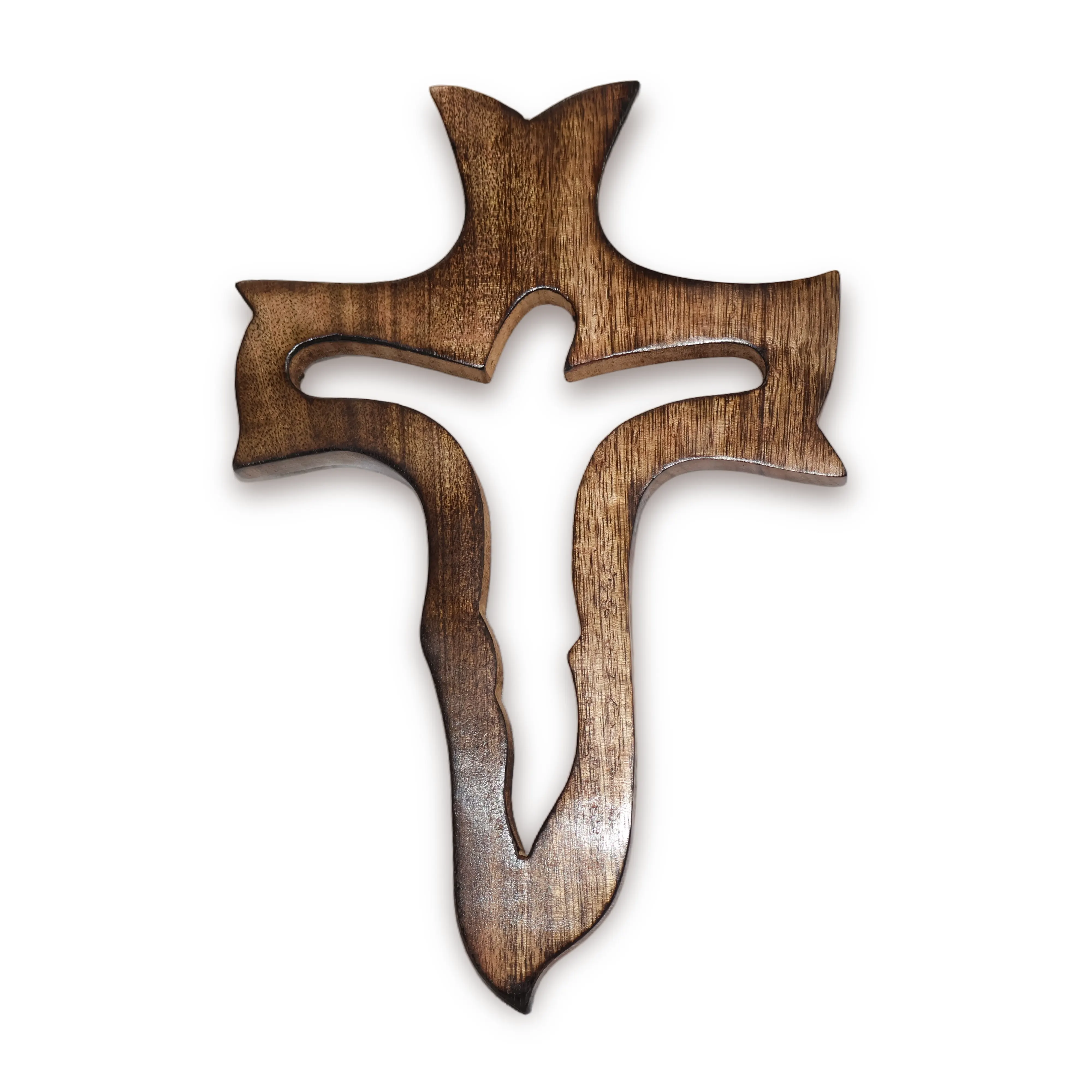 ArtistryBazaar 7.5"L x 0.8"W x 11.5"H inch handmade wooden Jesus Christ wall cross, smooth edges, modern design, lightweight brown decor for home, office, & prayer room. 