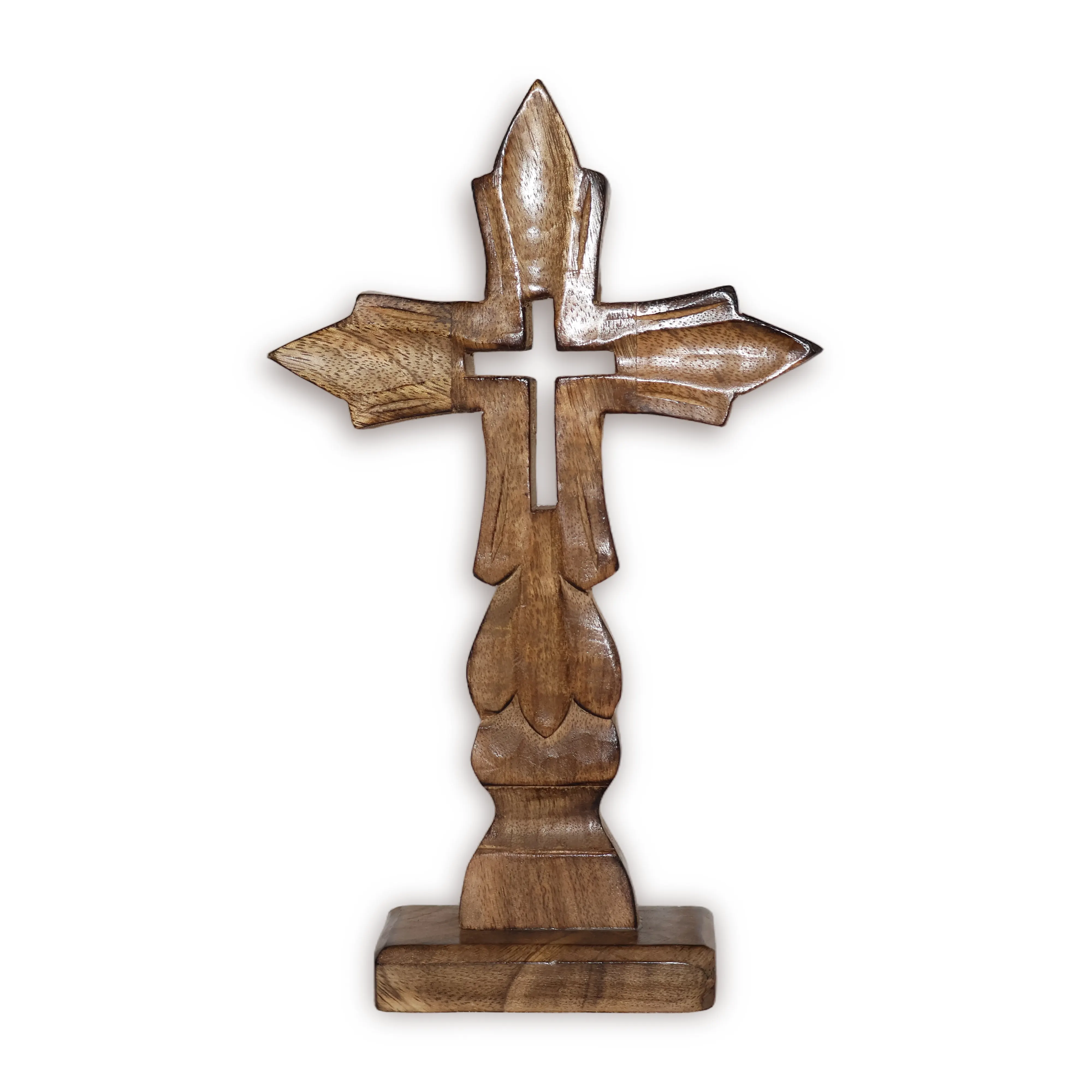 ArtistryBazaar 6"L x 2"W x 9.5"H inch handmade wooden Jesus Christ crucifix, wall cross with detailed cut-out center, brings faith and peace wherever it is displayed.