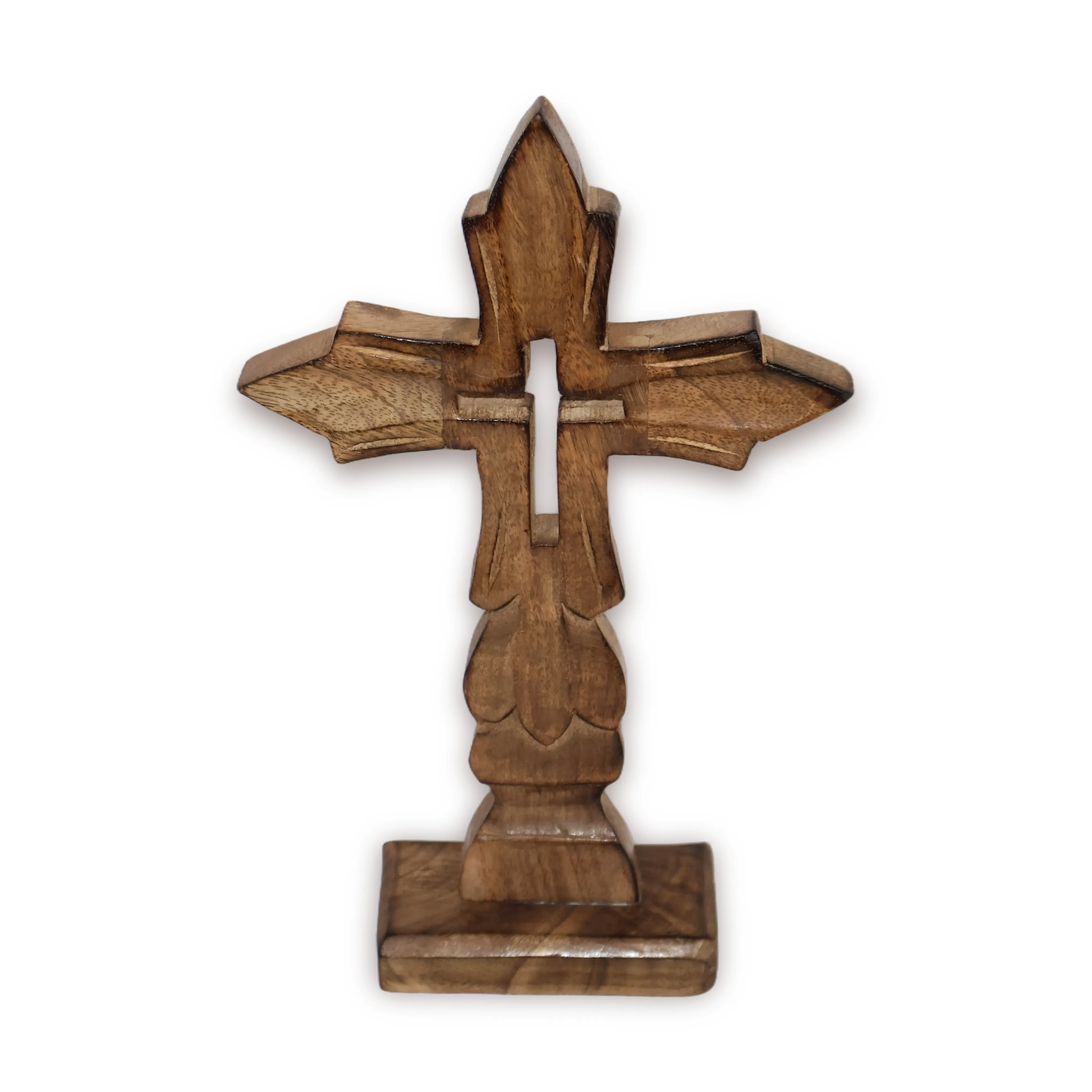 ArtistryBazaar 6"L x 2"W x 9.5"H inch handmade wooden Jesus Christ crucifix, wall cross with detailed cut-out center, brings faith and peace wherever it is displayed.