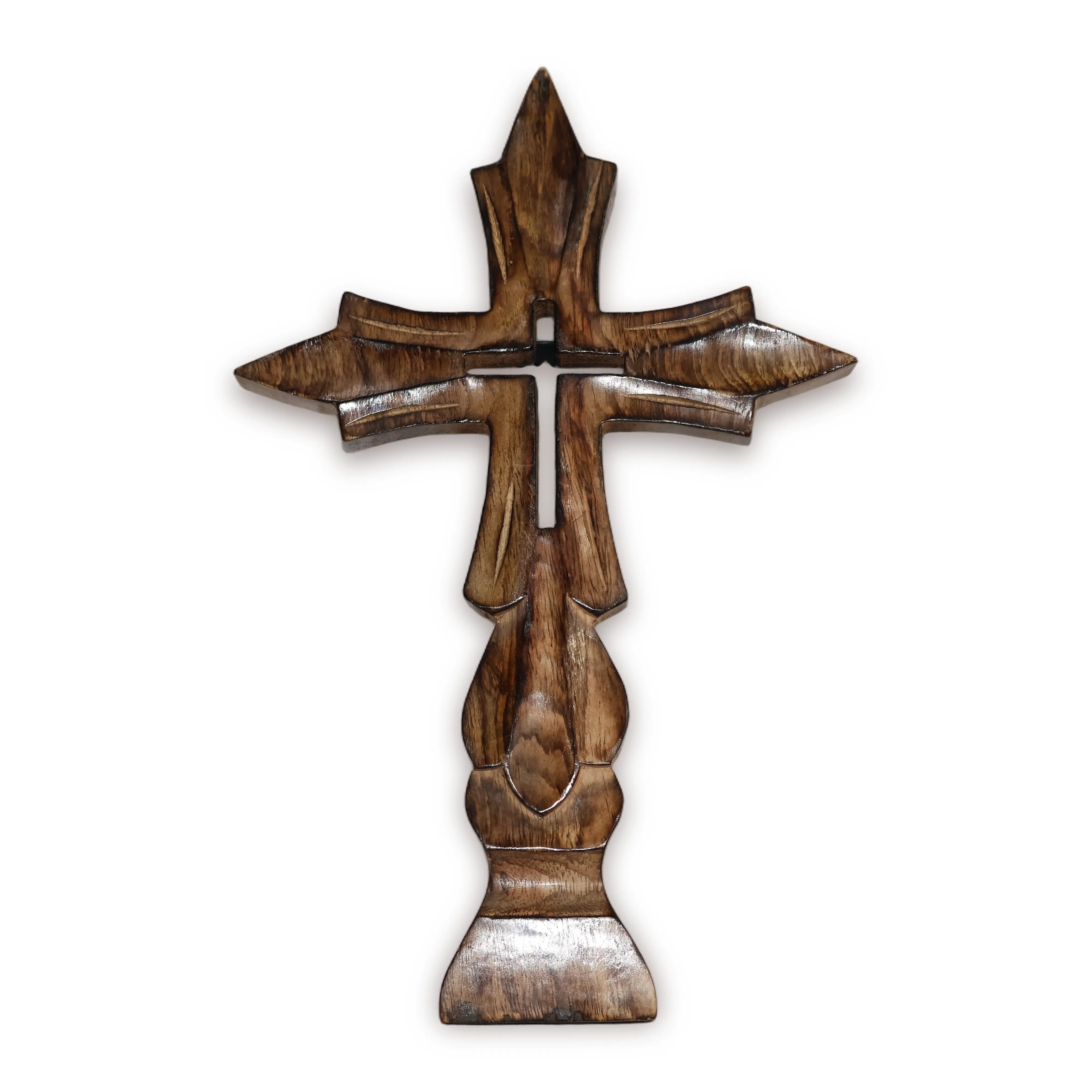 ArtistryBazaar 7.5"L x 0.8"W x 12"H inch handmade wooden cross with curved edges, elegant wall decor for introducing spirituality to your living room, bedroom, or office.