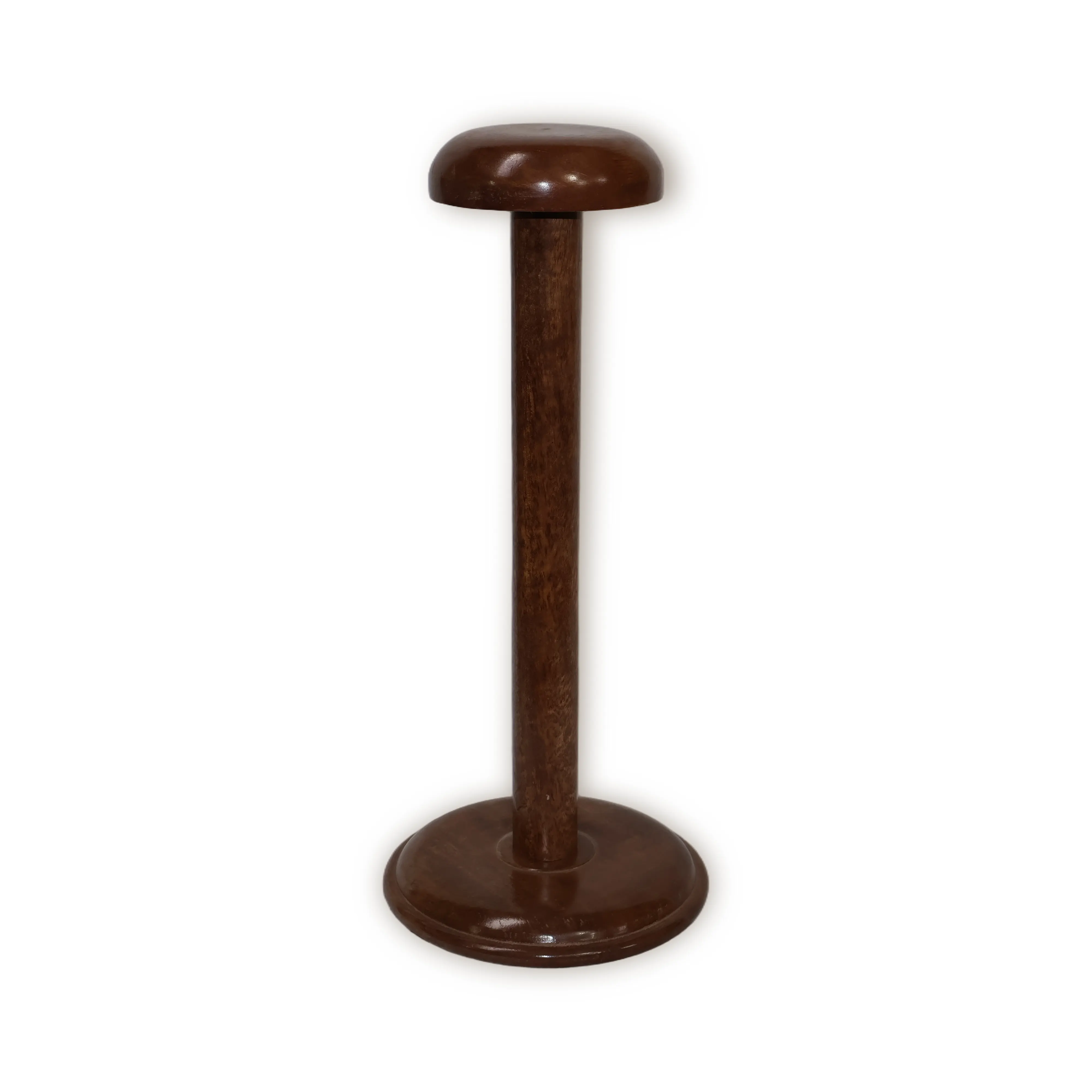 ArtistryBazaar 6.5"L x 6.5"W x 15"H inch handmade brownish wooden helmet stand, easy to assemble, space-saving design for your safety gear, perfect for any collector or motorcyclist.