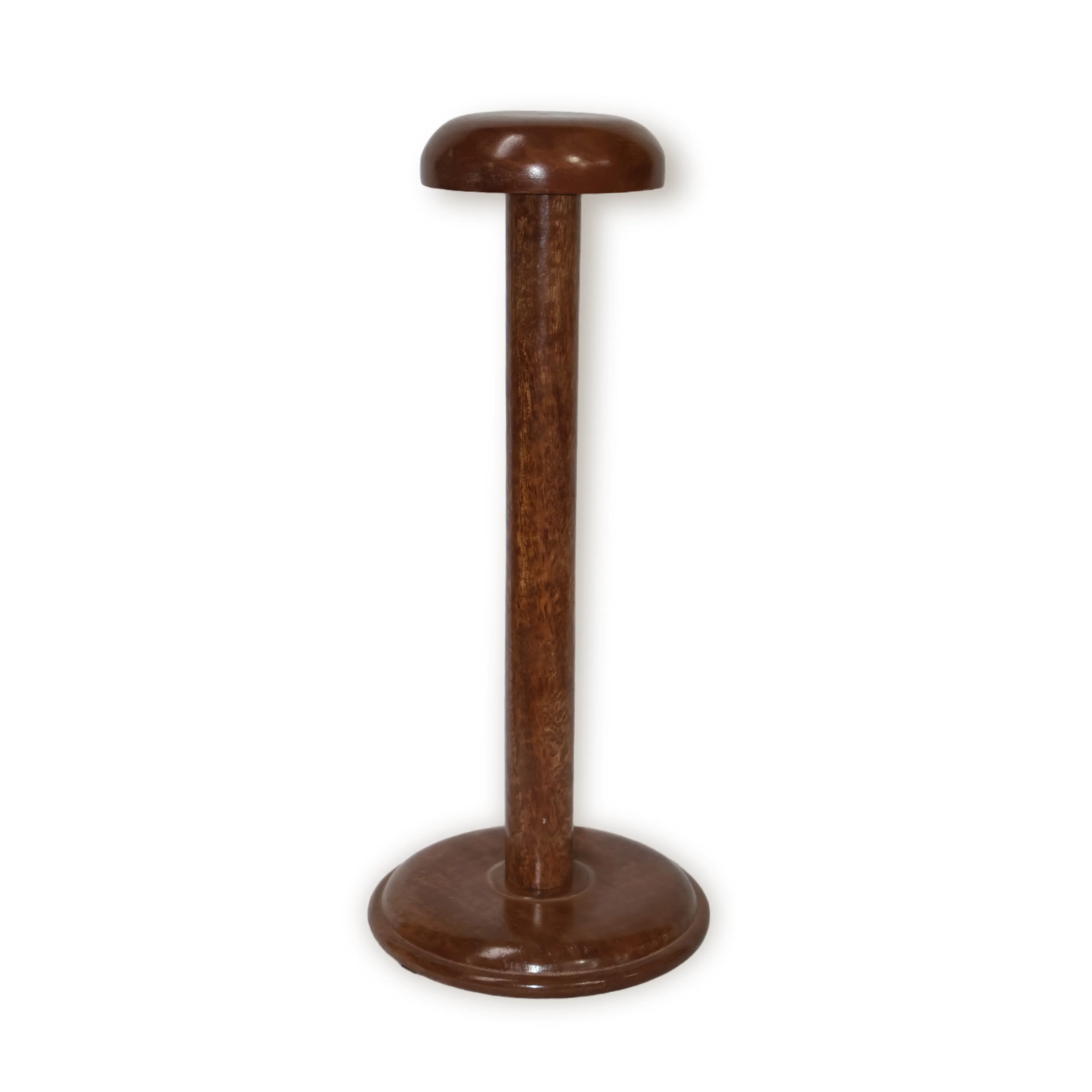 ArtistryBazaar 6.5"L x 6.5"W x 15"H inch handmade brownish wooden helmet stand, easy to assemble, space-saving design for your safety gear, perfect for any collector or motorcyclist.