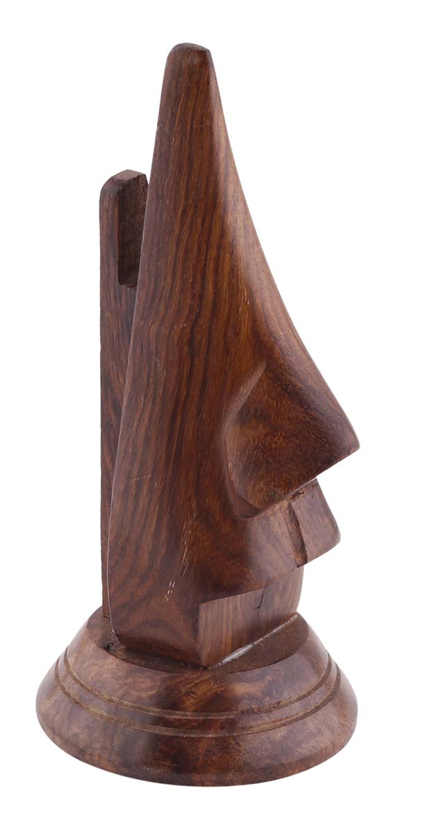 Bulk Wholesale Nose Eyeglass Holder in Mango-Wood – 2.9”x6.2" Hand-Carved Spectacle Holder in Dark-Brown Color– Home / Office / Desk Essentials – Funny Gifts from India