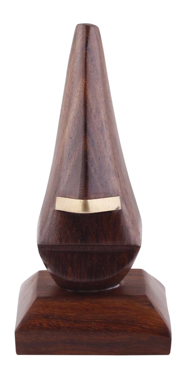 Bulk Wholesale Nose Eyeglass Holder in Mango-Wood with Brass Inlay – 6.2” Hand-Crafted Spectacle Holder in Dark-Brown Color – Home / Office / Desk Essentials – Funny Gifts from India