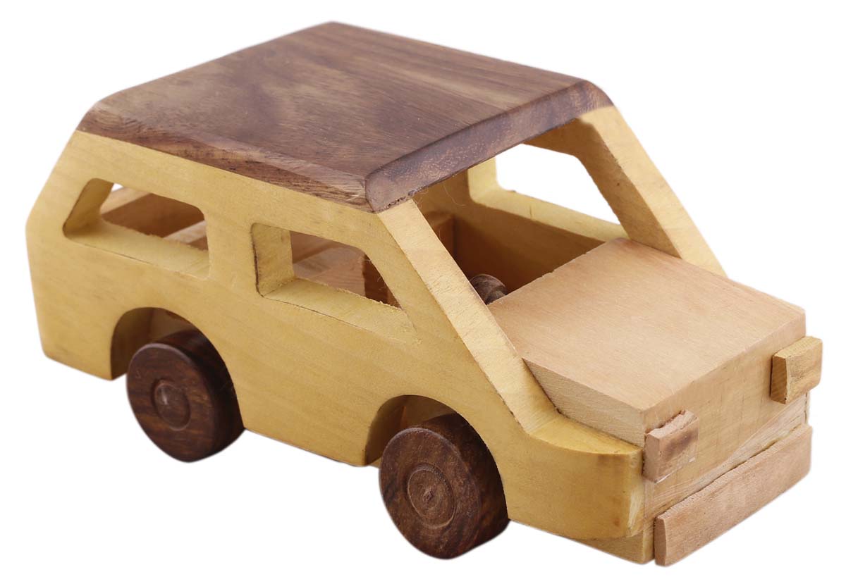 Bulk Wholesale Toy Car in Wood – 7” Hand-Crafted Pull Toy with Moving Wheels – Toys & Games / Gifts for Kids from India