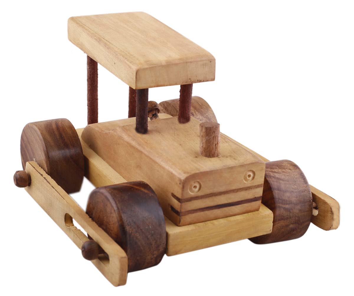 Bulk Wholesale Toy Road-Roller in Wood – 6” Handcrafted Vehicle Toy with Moving Wheels– Interesting Games and Toys / Gifts for Kids from India