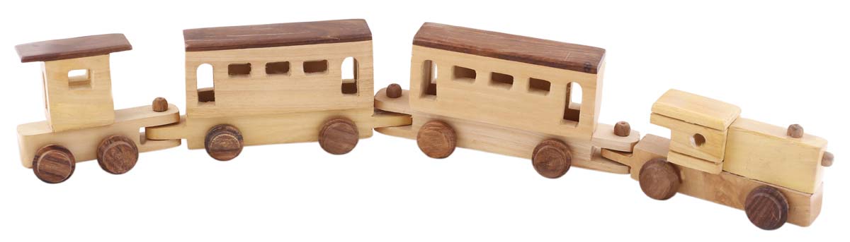 Bulk Wholesale Train Toy in Wood – 22” Hand-Crafted Pull Toy Train with Moving Wheels – Toys & Games / Gifts for Kids from India