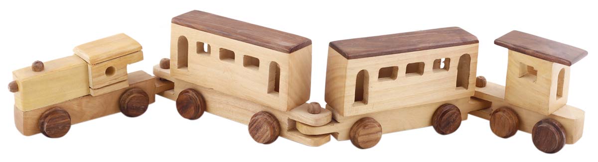 Bulk Wholesale Train Toy in Wood – 22” Hand-Crafted Pull Toy Train with Moving Wheels – Toys & Games / Gifts for Kids from India