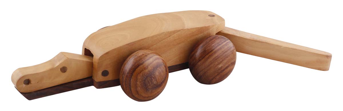 Bulk Wholesale Toy Crocodile in Wood – 13.5” Handcrafted Animal Toy with Moving Wheels & Tail– Interesting Games and Toys / Gifts for Kids from India