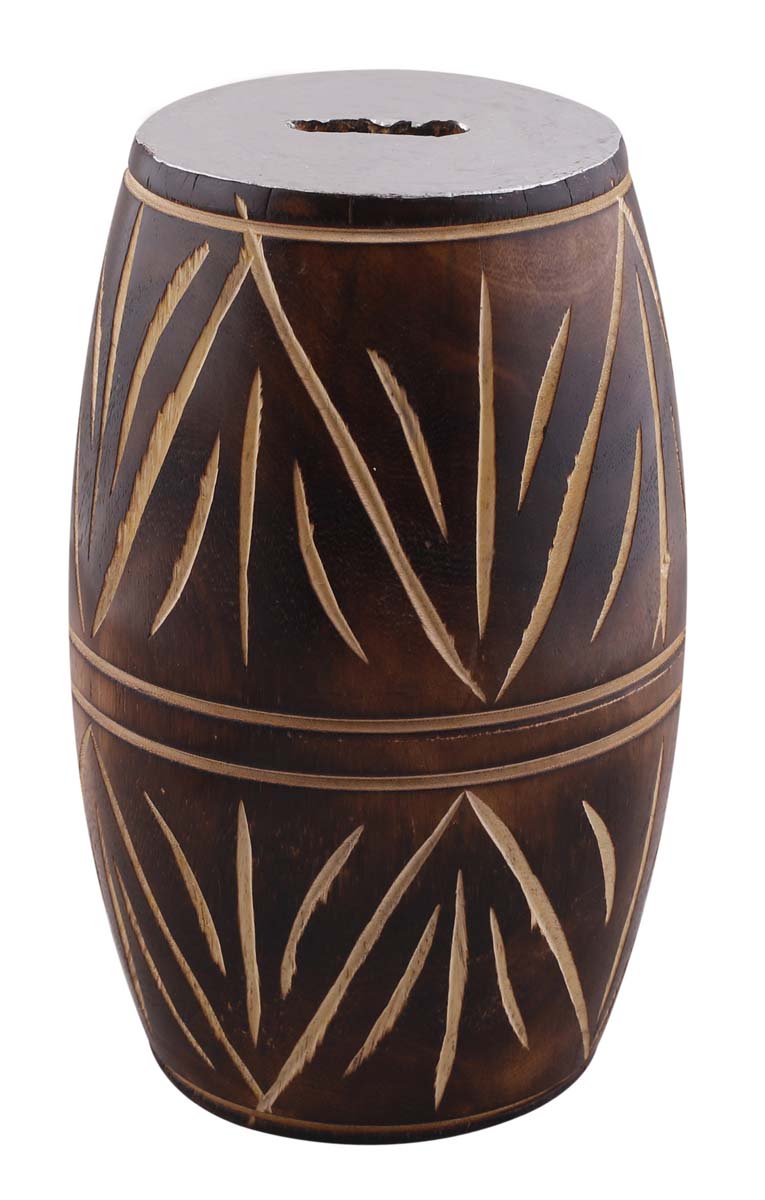 Wholesale Wood Piggy/Money Bank - Rustic-Look Barrel Shaped Brown Coin Bank with Etching - Kids Nursery/Home Decor Gifts from India