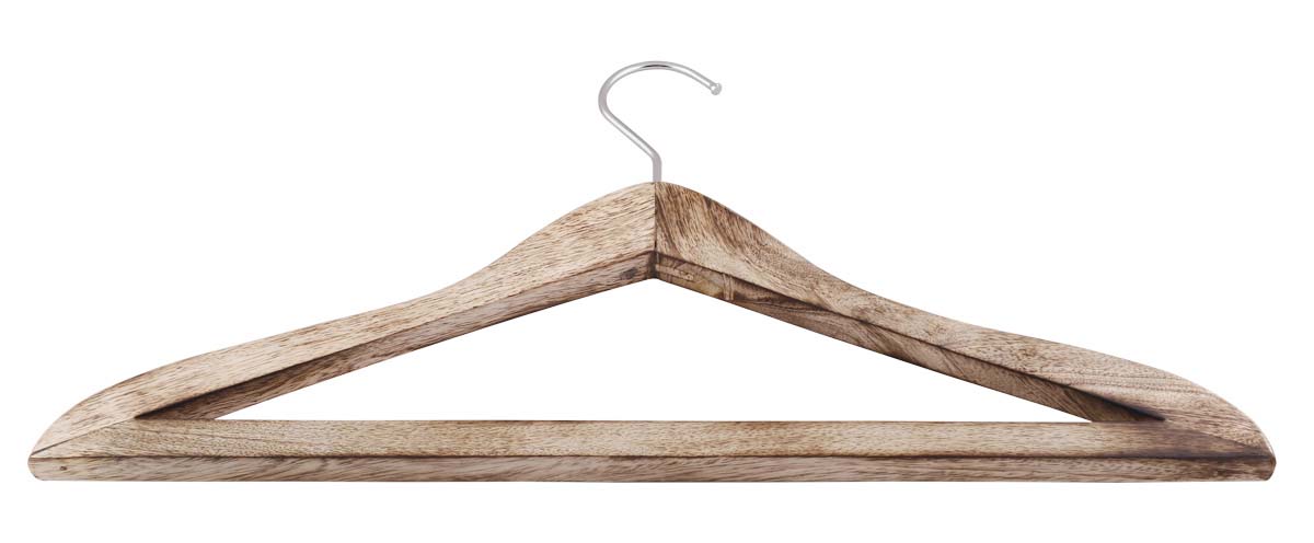 Bulk Wholesale Coat Hanger in Mango-Wood – 17” Handcrafted Suit Hanger in Non-Slip Design – Hanger for Dresses, Shirts, Jackets and more in Natural Finish
