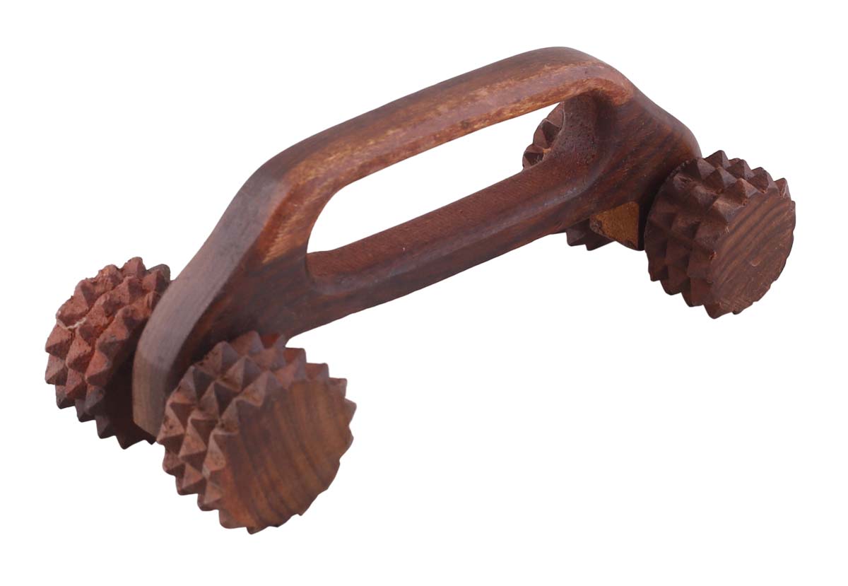 Bulk Wholesale Hand Massage Roller in Wood – 6.5” Handcrafted Wheel Massager for Acupressure, Back, Legs, Spine – Relaxing Massage Tools from India