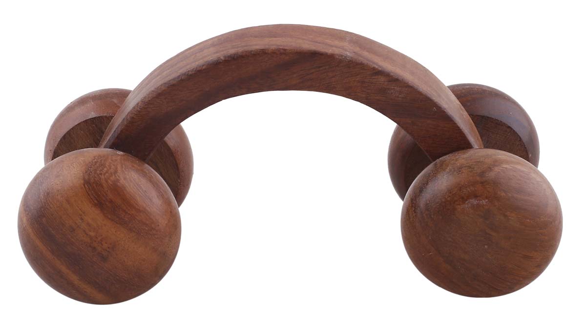 Bulk Wholesale Hand Massage Roller in Wood – 6” Handcrafted Wheel Massager for Acupressure, Back, Legs, Spine – Relaxing Massage Tools from India