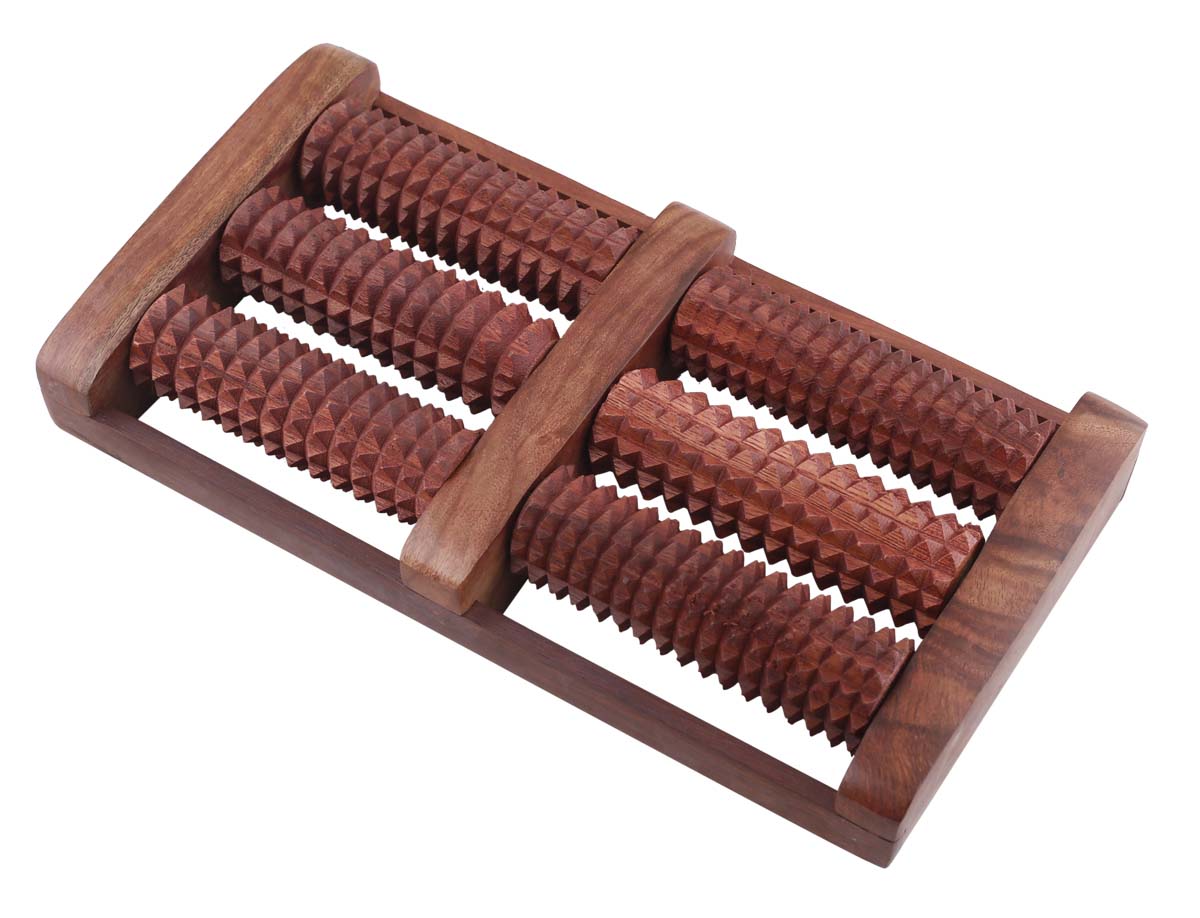 Bulk Wholesale Dual Foot Massage Roller in Wood – 10.6” Handmade Reflexology & Acupressure Tool from India