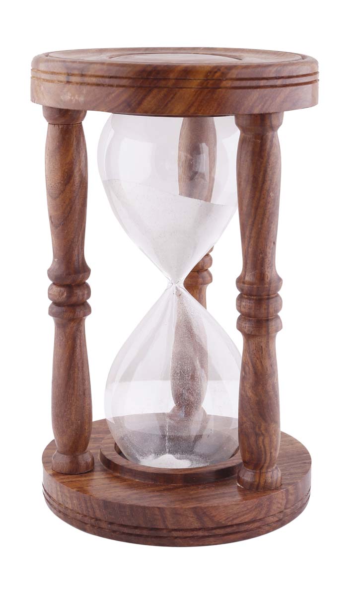 Wholesale Wood & Glass Nautical Hourglass /Sand Timer in Bulk - 8” Sandglass Timer with White Sand - Handmade Desk/Office Accessory - Vintage-Look Home Decor Collectibles