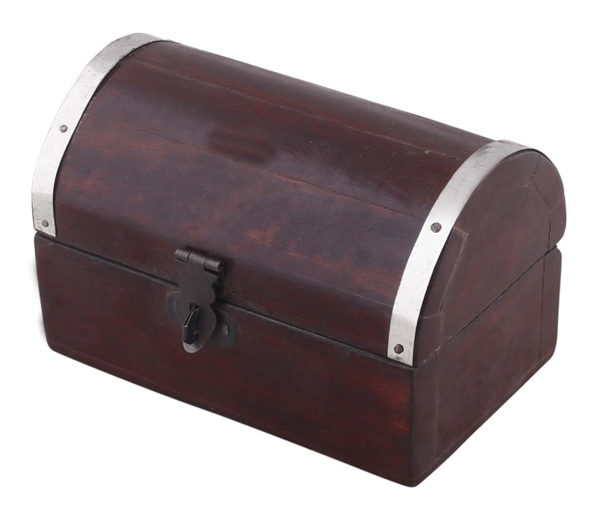Bulk Buy Burgundy-Brown 5x3” Wooden Jewelry Box - Wholesale Hand-Carved Wood Jewelry Box/Trinket Box with Metal Lock from India