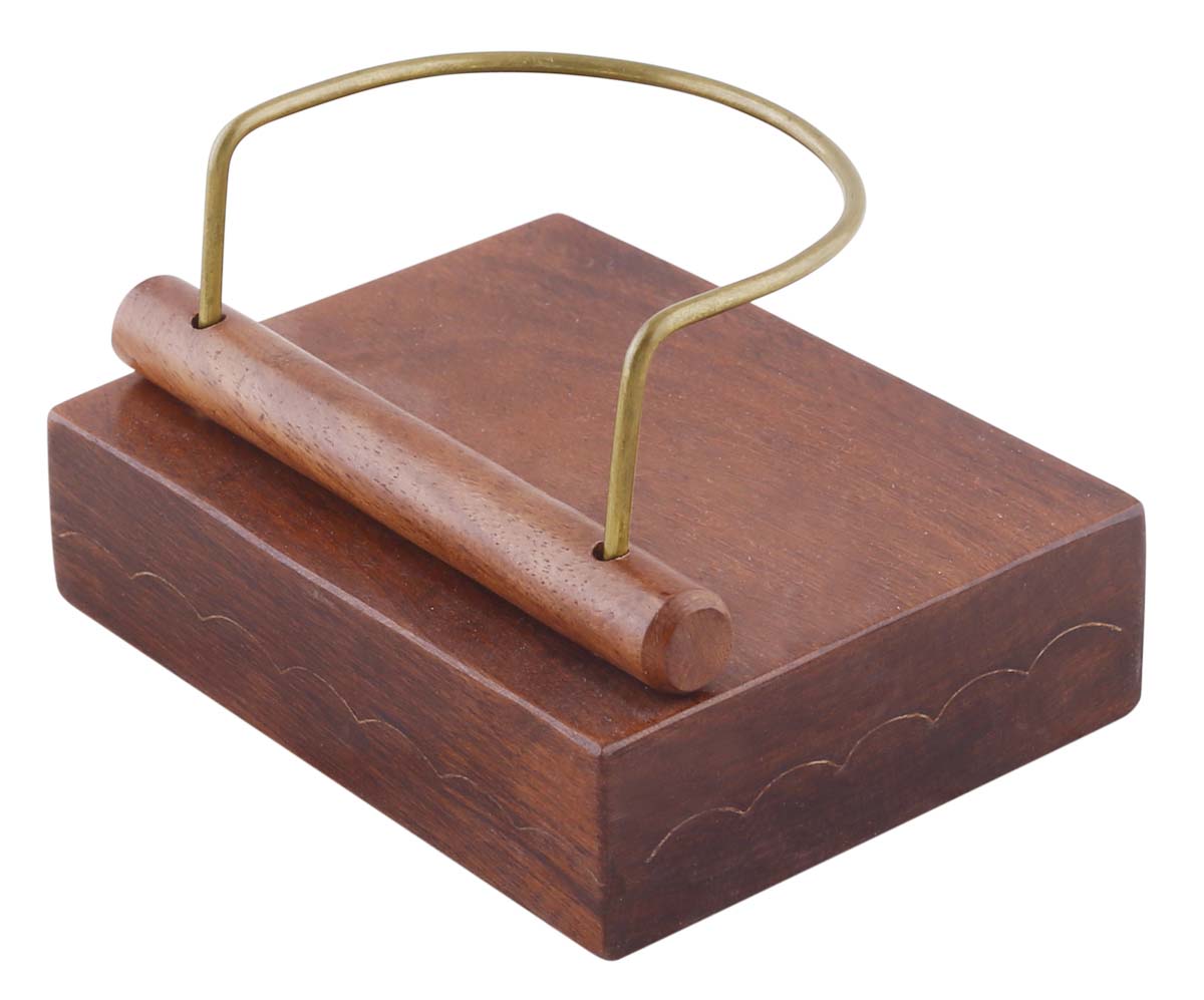 Bulk Wholesale Mobile Holder in Wood – 4” Handcrafted Mobile / iPod Stand with Brass & Wooden Support – Home / Office Essentials from India