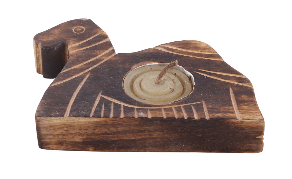 Bulk Wholesale Camel Candle Holder in Mango-Wood – 4” Hand-Carved Tea-Light Holder with Burnished Finish – Home Décor from India